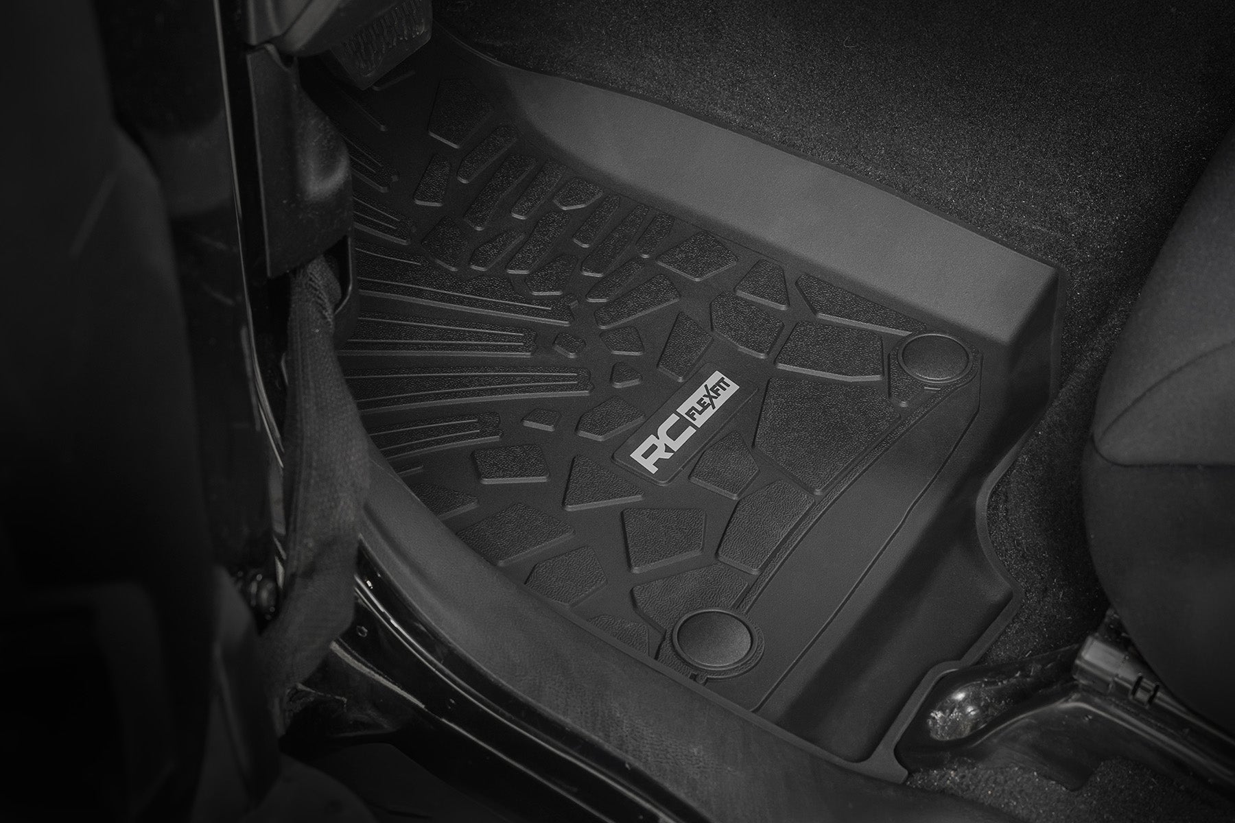 Flex Fit Floor Mats FR & RR 4 Door Jeep Wrangler Unlimited 4WD (18-26) Rough Country