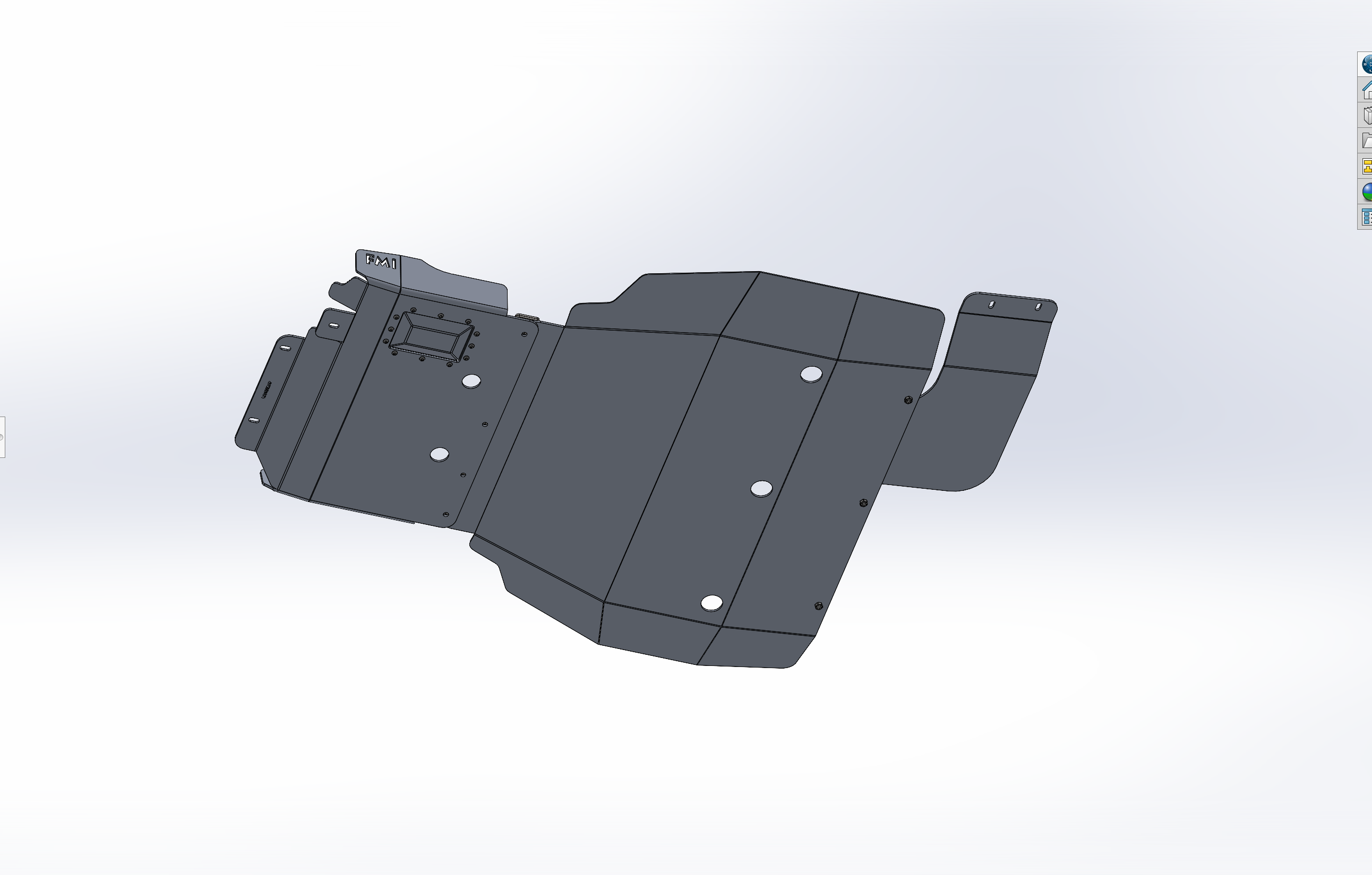 2024 Ford Ranger Raptor skid plate designed for off-road protection and durability, featuring precise cutouts and mounting points.