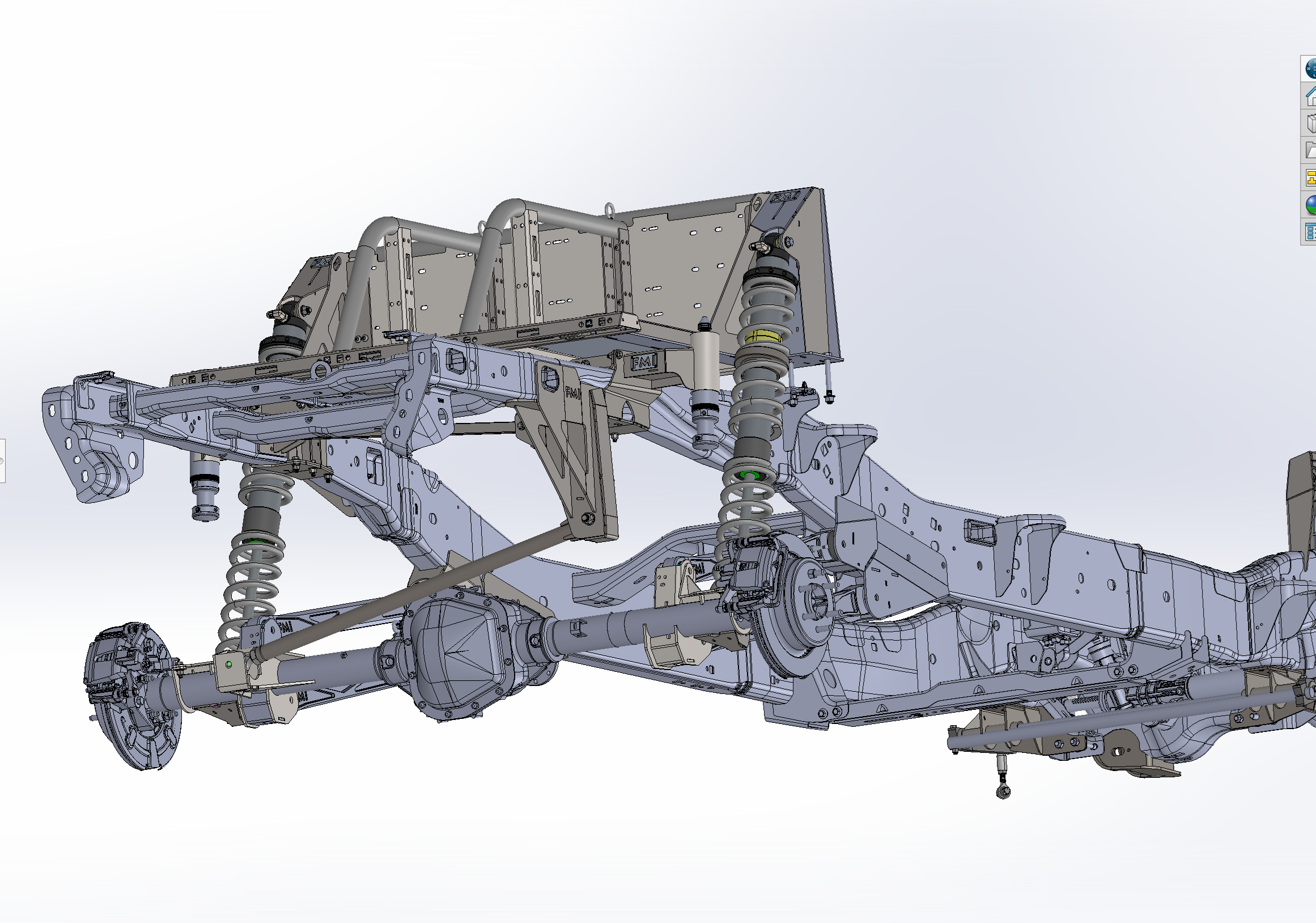 Long travel 5-link rear suspension coil over conversion kit for 2010-2014 F150 and Gen 1 Raptor, showcasing detailed design.
