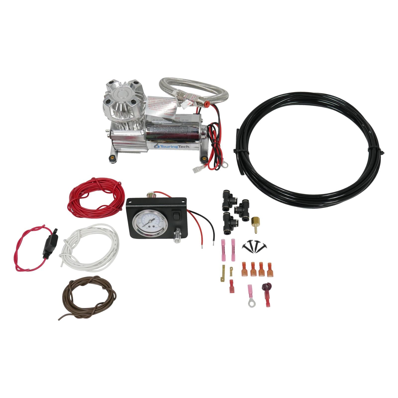 Air Bag Tow Assist Controller Kit FO-C100-KIT from Freedom Off-Road, featuring compressor, wiring, and installation components.