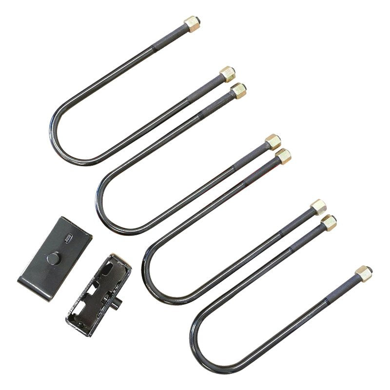 2-inch rear lift blocks with extended U-bolts for 1994-2018 Ram 2500/3500, enhancing off-road performance and stability.