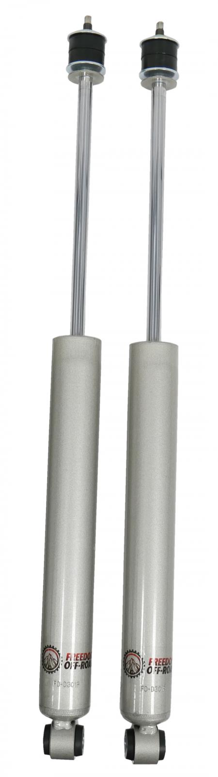 Extended nitro front shocks for 2002-2008 Ram 1500, designed for 1-3 inch lift, enhancing off-road performance.