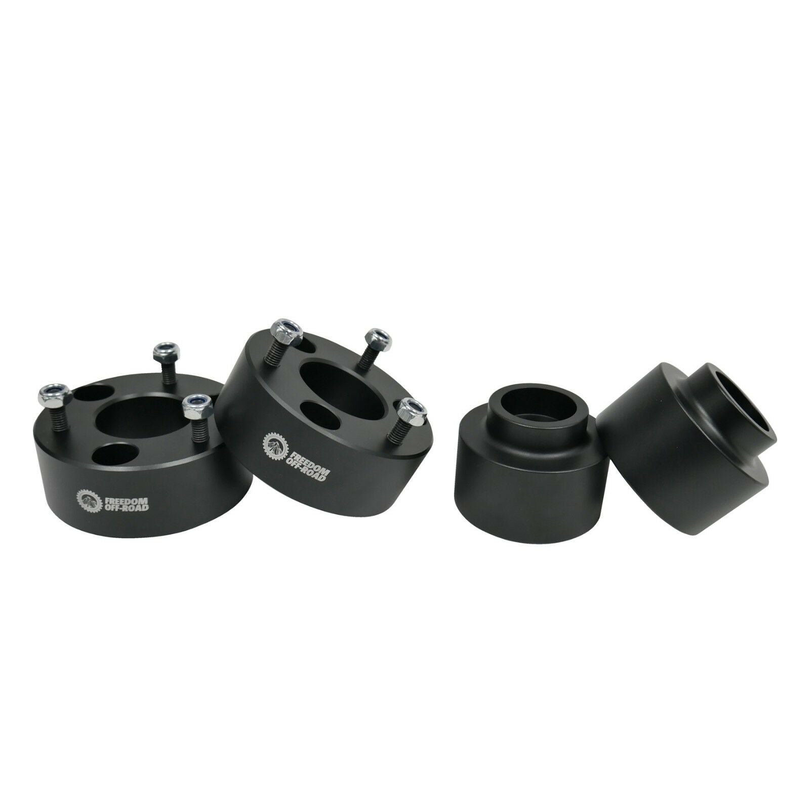 3-inch front and 2-inch rear lift leveling kit for 2006-2024 Ram 1500 and 2019-2024 Ram 1500 Classic. Durable black components.