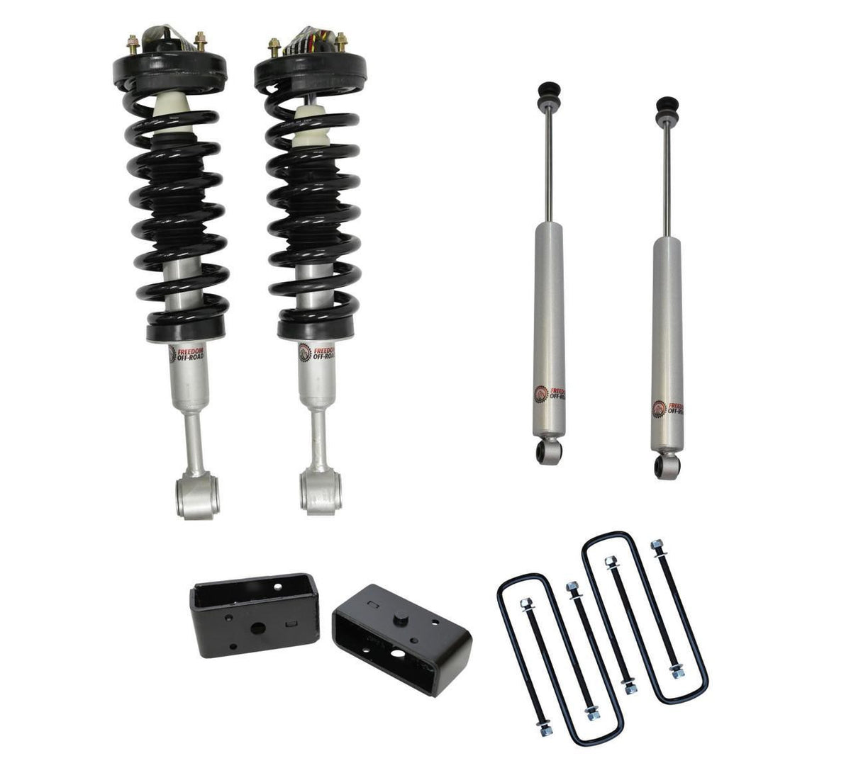 Front 3 Inch Lift Struts w/ Rear 2 Inch Blocks and Shocks (RWD Only) 2004-2008 Ford F-150 Freedom Off-Road