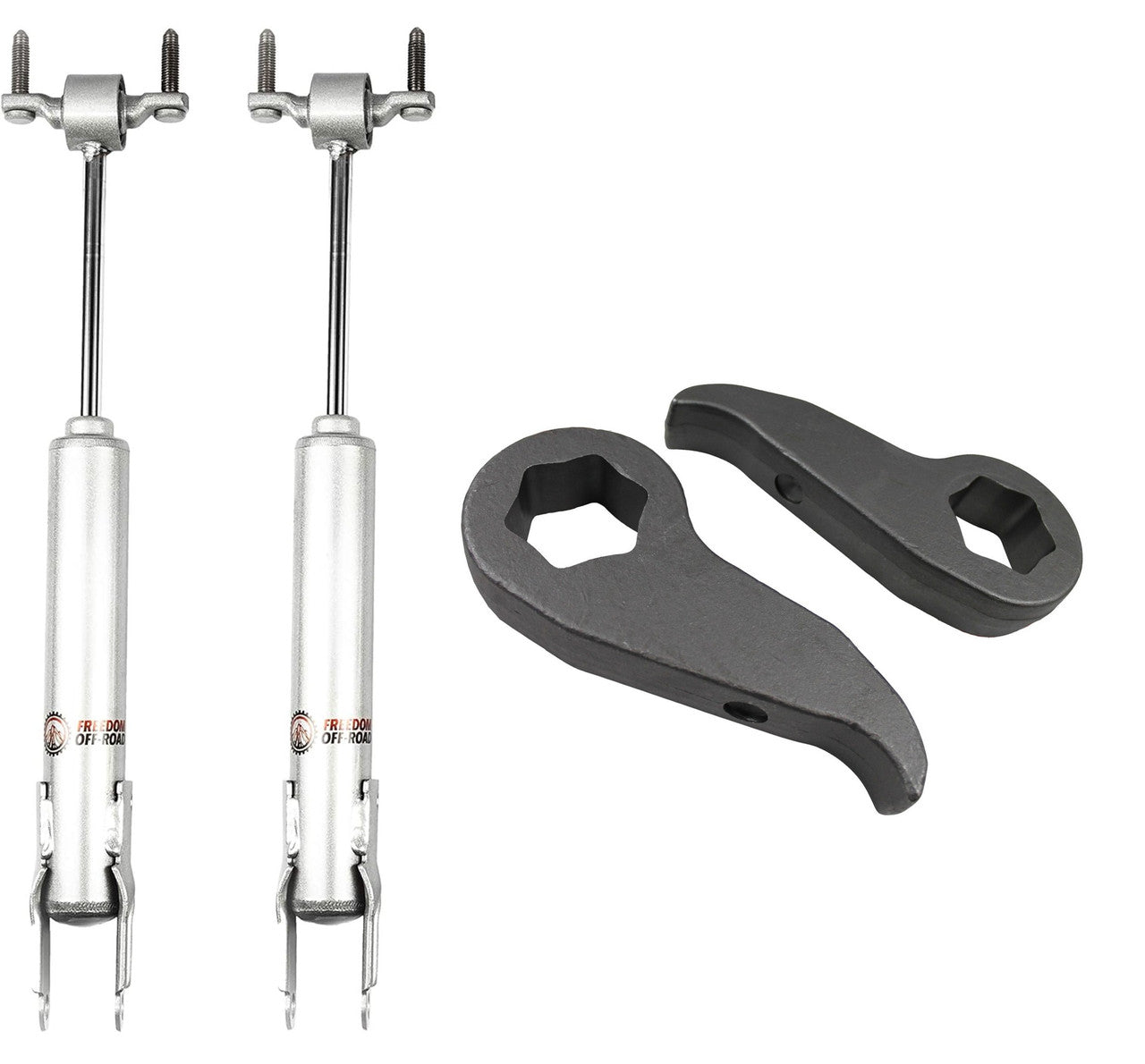 1-3 inch leveling kit torsion keys and front shocks for 2020-present Chevrolet/GMC 2500HD/3500HD trucks.