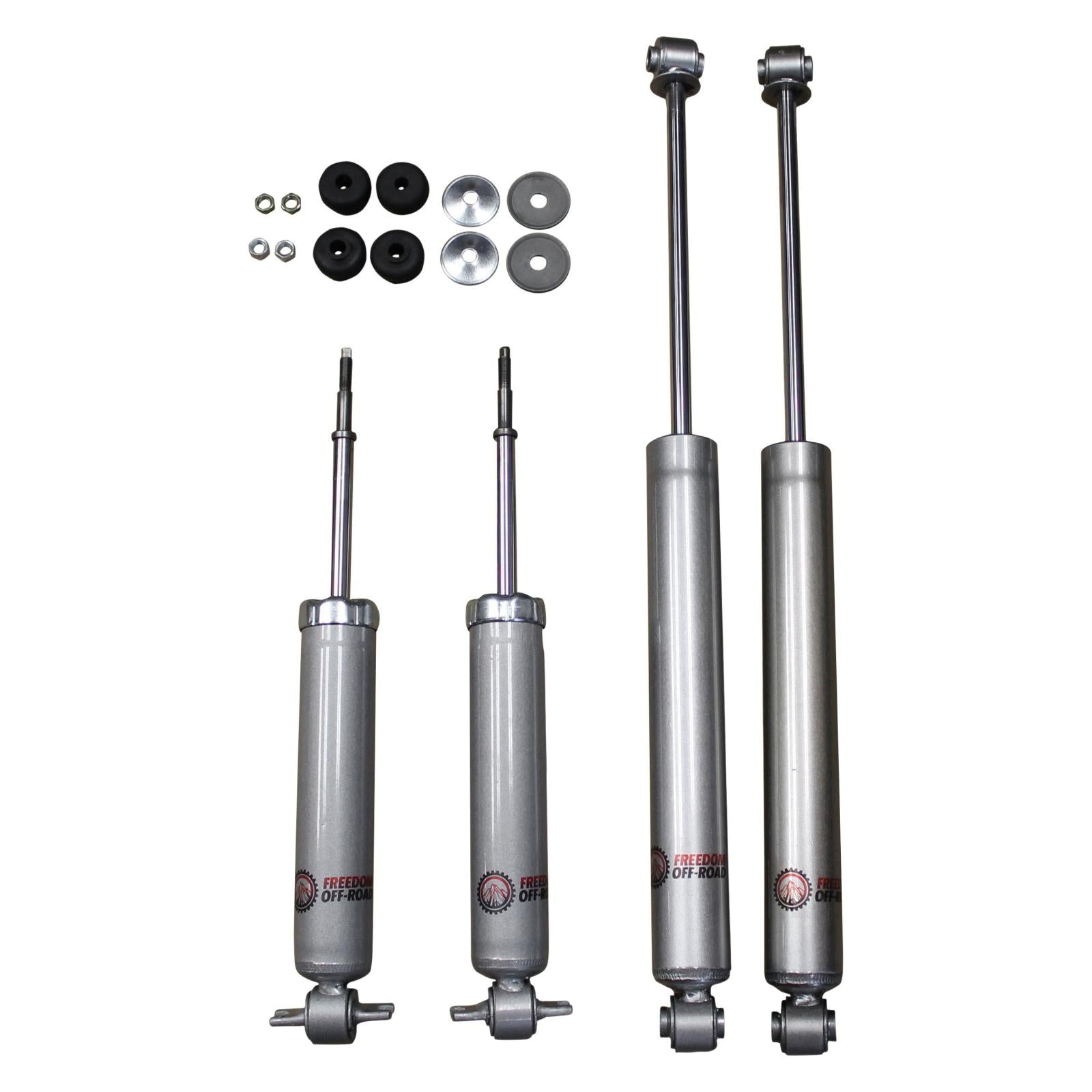Extended nitro shocks for 99-06 Silverado/Sierra 1500 RWD, designed for 0-4 inch lift, enhancing off-road performance.