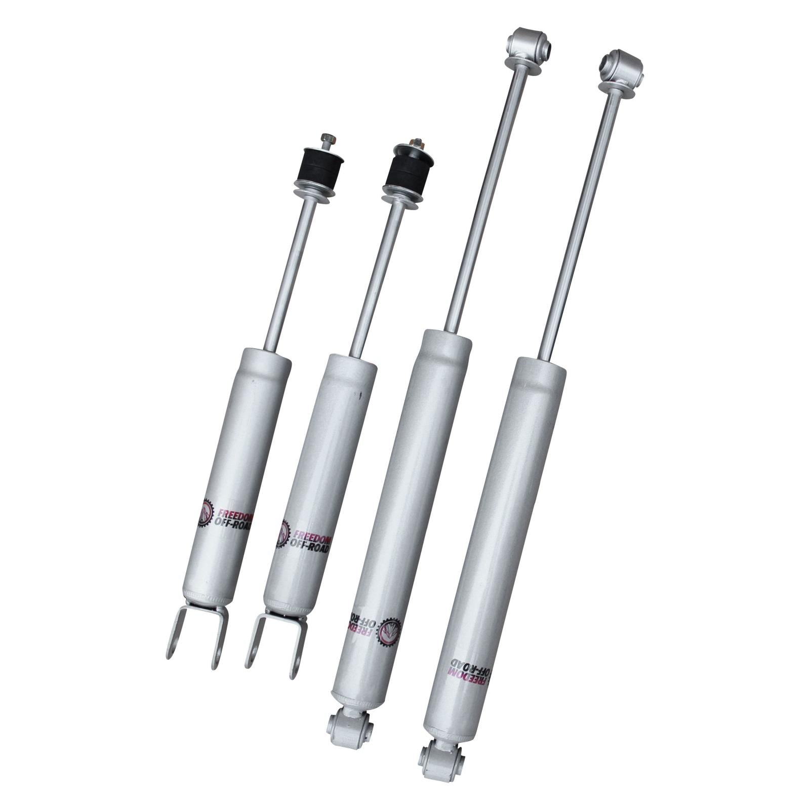 Extended nitro shocks for 99-06 Silverado/Sierra 1500, designed for 0-4 inch lift, enhancing off-road performance.