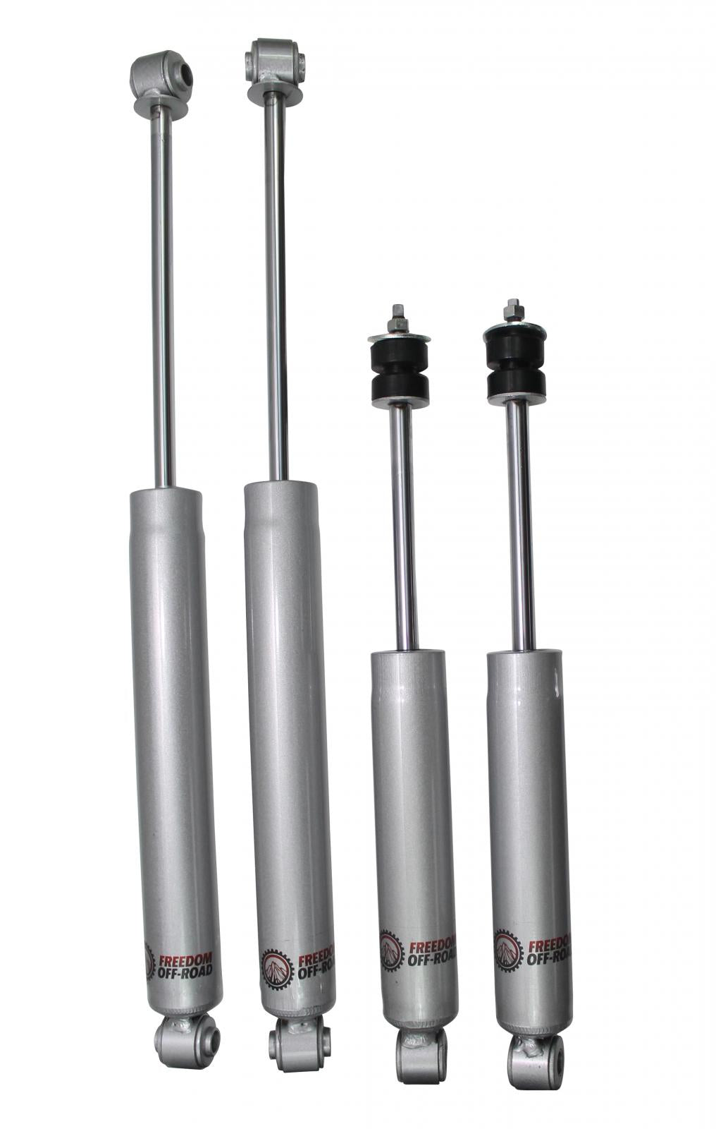 Extended nitro shocks for 01-06 Silverado/Sierra 1500 HD and 01-10 Silverado 2500 HD/3500 HD, enhancing off-road performance.