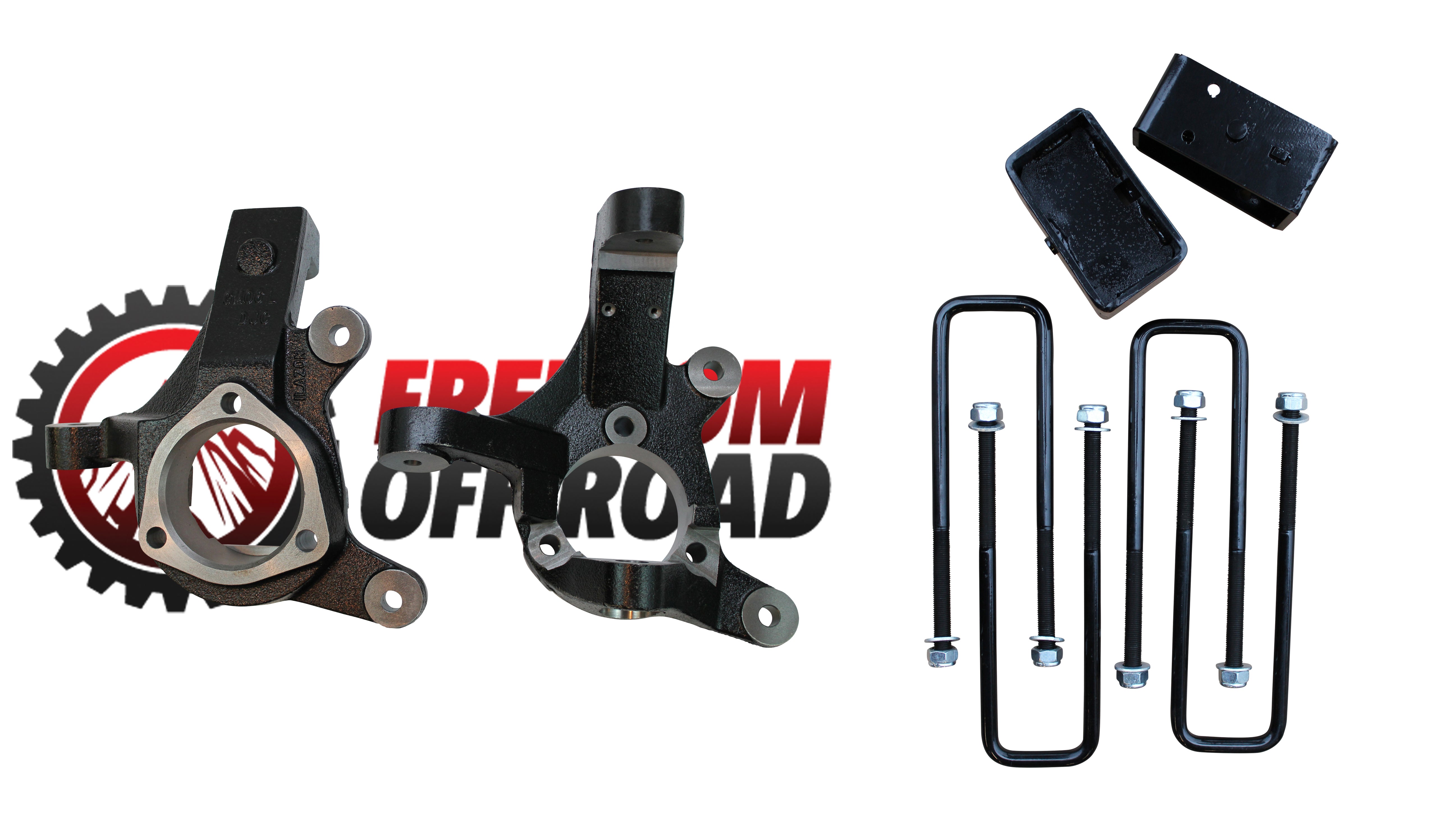 3" Lift Spindles /  2" Rear Lift Blocks w/ U Bolts #FO-G701F30+FO-U30120+FO-G403