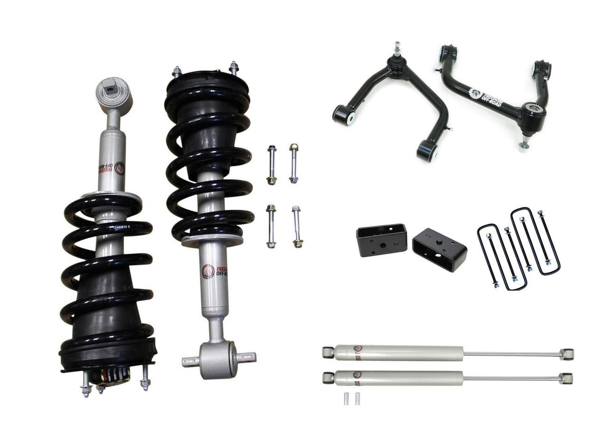 3 Inch Front Lift Struts w/ 2 Inch Rear Blocks, Shocks, and Front Upper Control Arms Freedom Off-Road