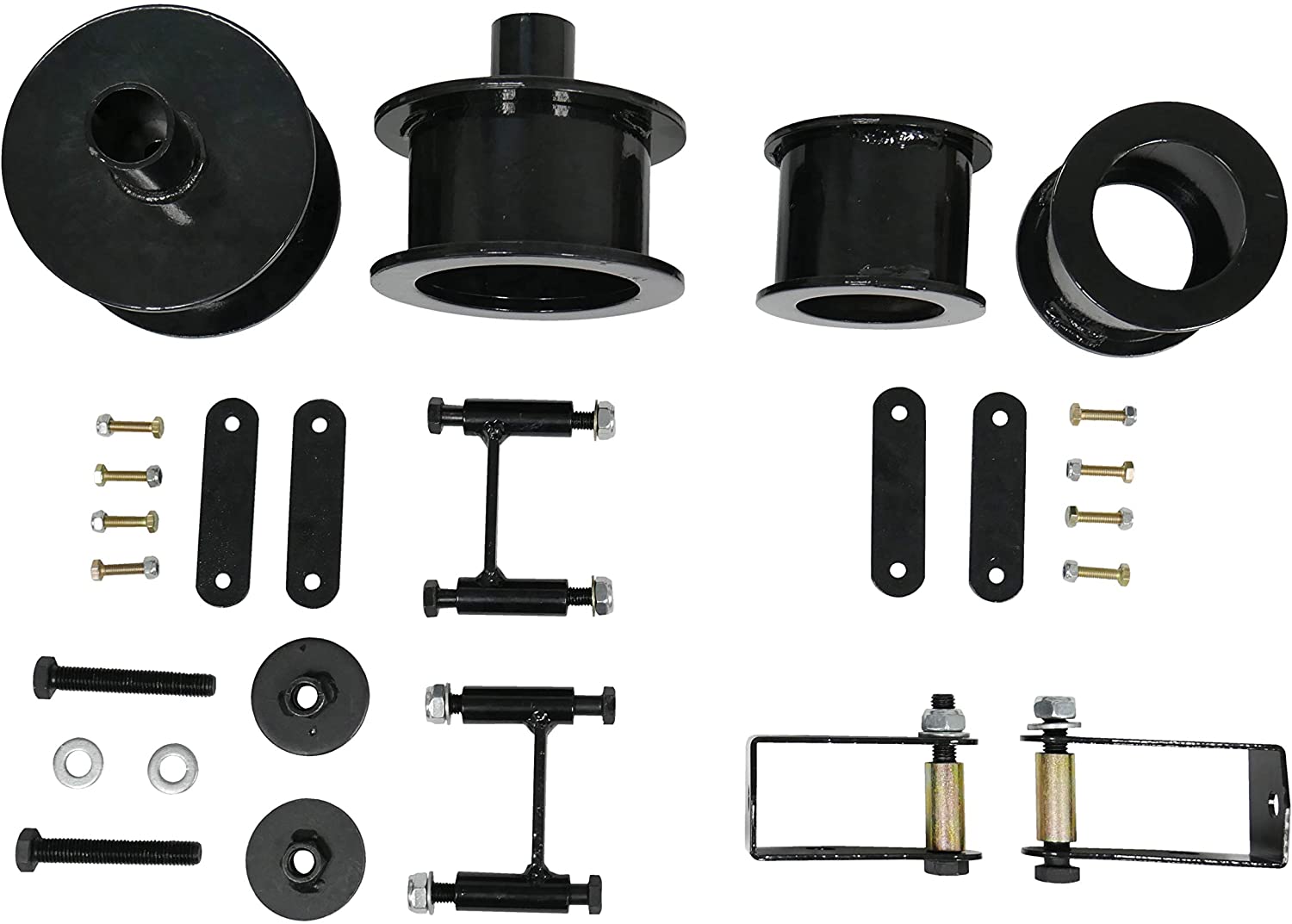 3-inch coil spring spacers with shock extenders and brake line brackets for 2007-2018 Wrangler JK, enhancing off-road performance.