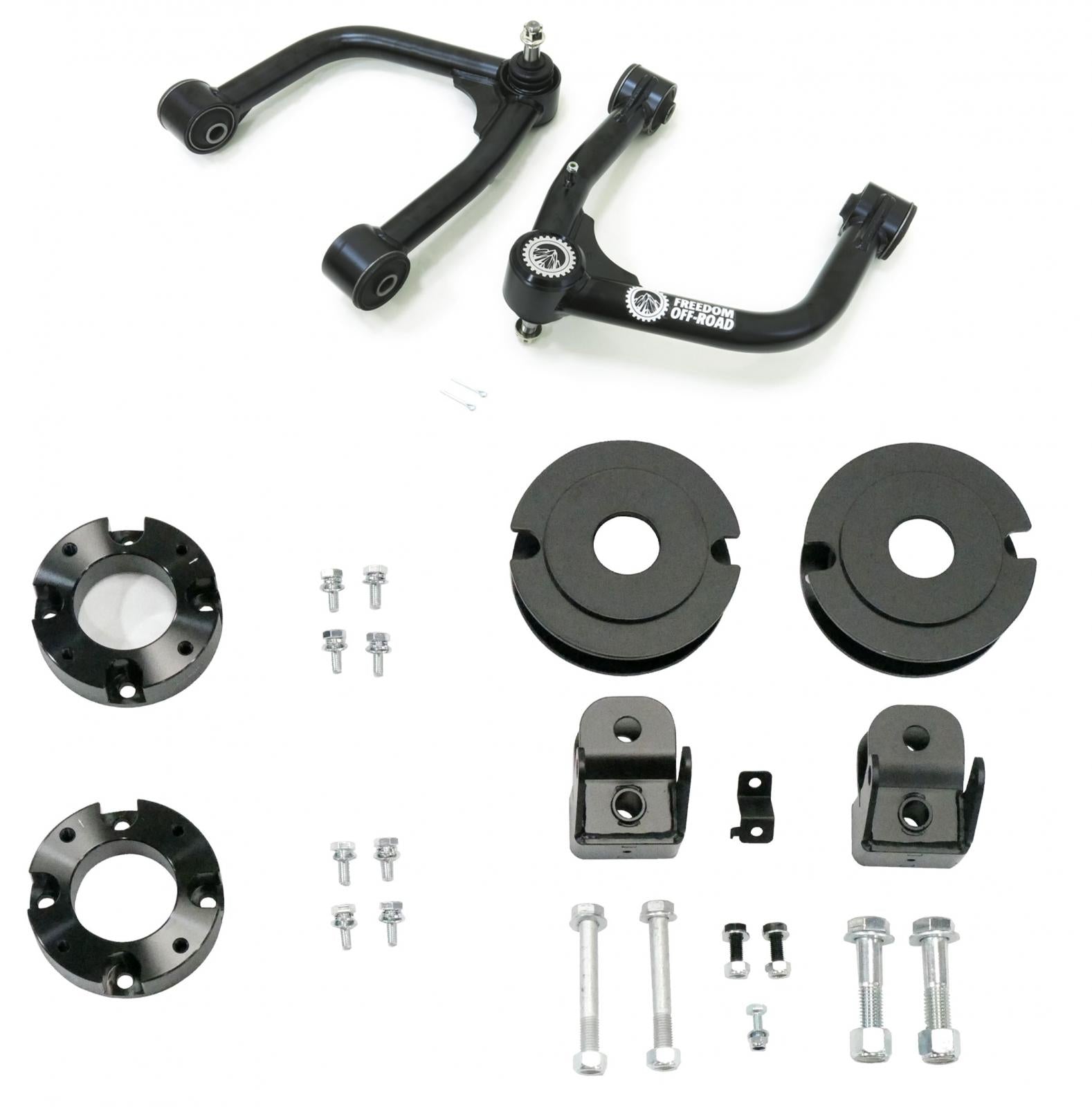 3-inch front and 2-inch rear lift kit with shock extenders and upper control arms for 2022-present Toyota Tundra.