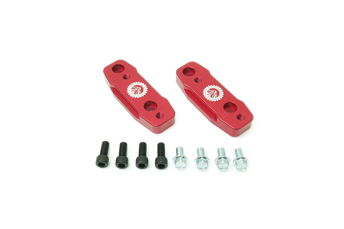 Billet aluminum front sway bar relocation kit for 2009-2024 4Runner and Lexus models, includes mounting hardware.