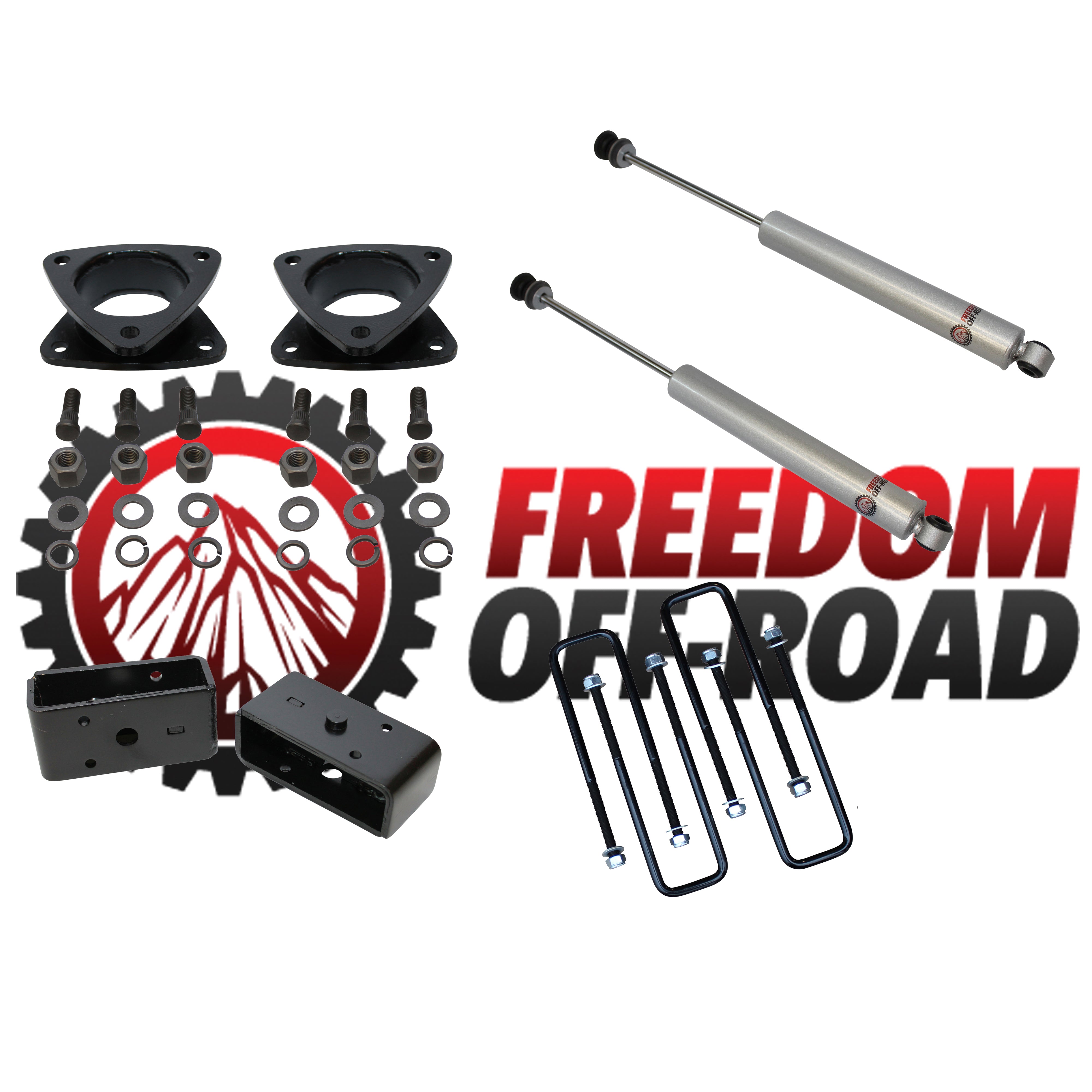 3" Front Strut Spacer / 2" Rear Blocks w/ U Bolts and Shocks #FO-T501-KIT