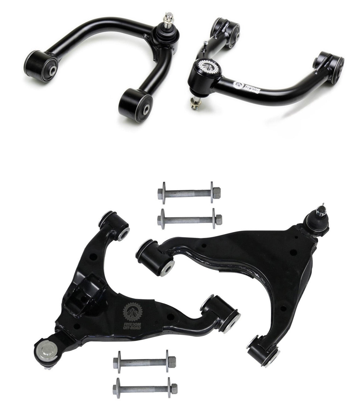 Front Upper and Lower Control Arms for 2-4 Inch Lift 03-09 4Runner 03-10 FJ Cruiser 03-09 GX470 Freedom Off-Road