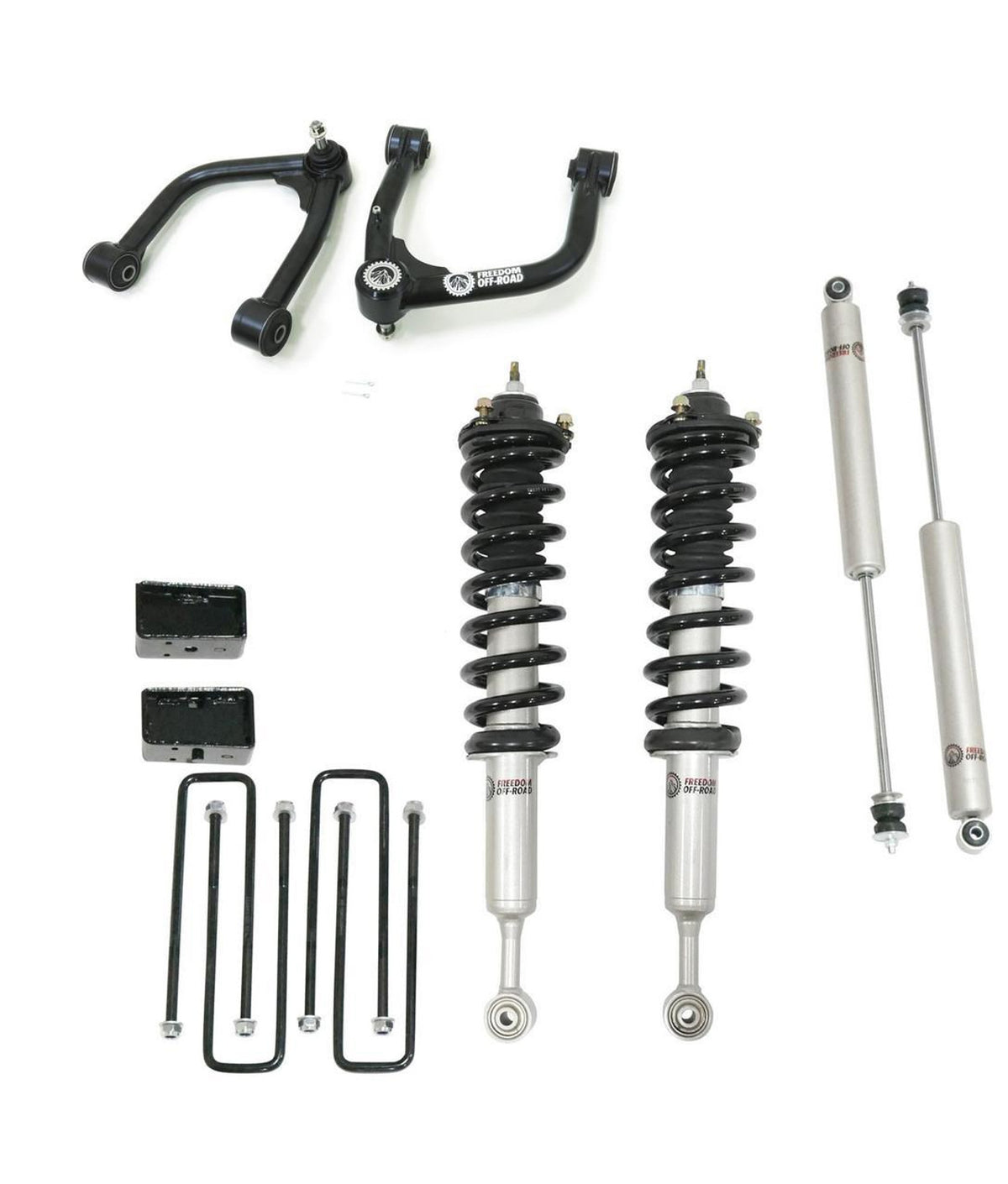 Front 3.5 Inch Lift Struts w/ Rear 3 Inch Blocks, Shocks, and Front Upper Control Arms 2007-2021 Toyota Tundra Freedom Off-Road