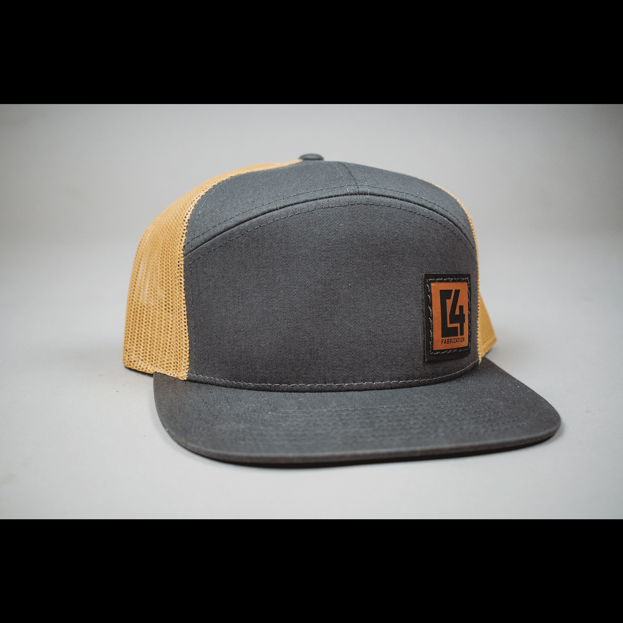Charcoal & Gold Leather Patch Cap