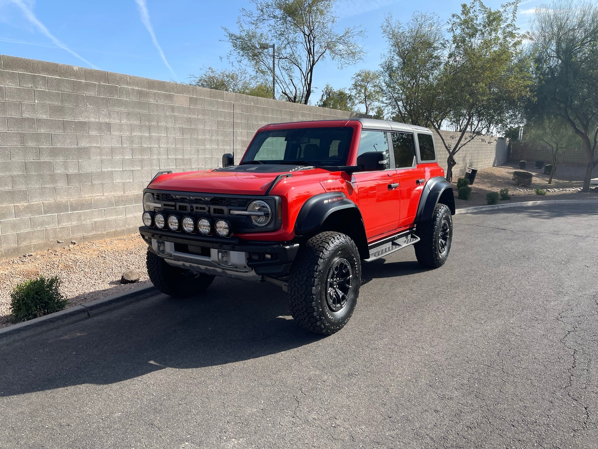 6th Gen Bronco with Front Light Mount Kit installed, showcasing versatility for various light options on a rugged terrain.