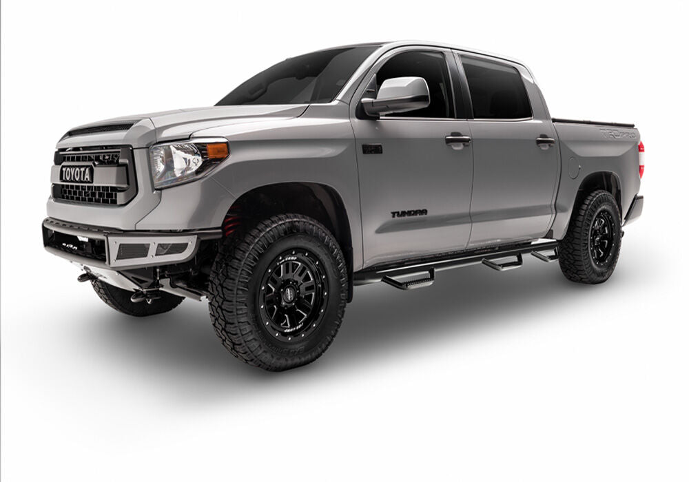 Nerf Step Bar Wheel-to-Wheel with Bed Access (3 Steps per Side) 3 Inch Main Tube Diameter 2015-2025 Chevy Colorado/GMC Canyon 5 Foot Bed Crew Cab Gloss Black NFab