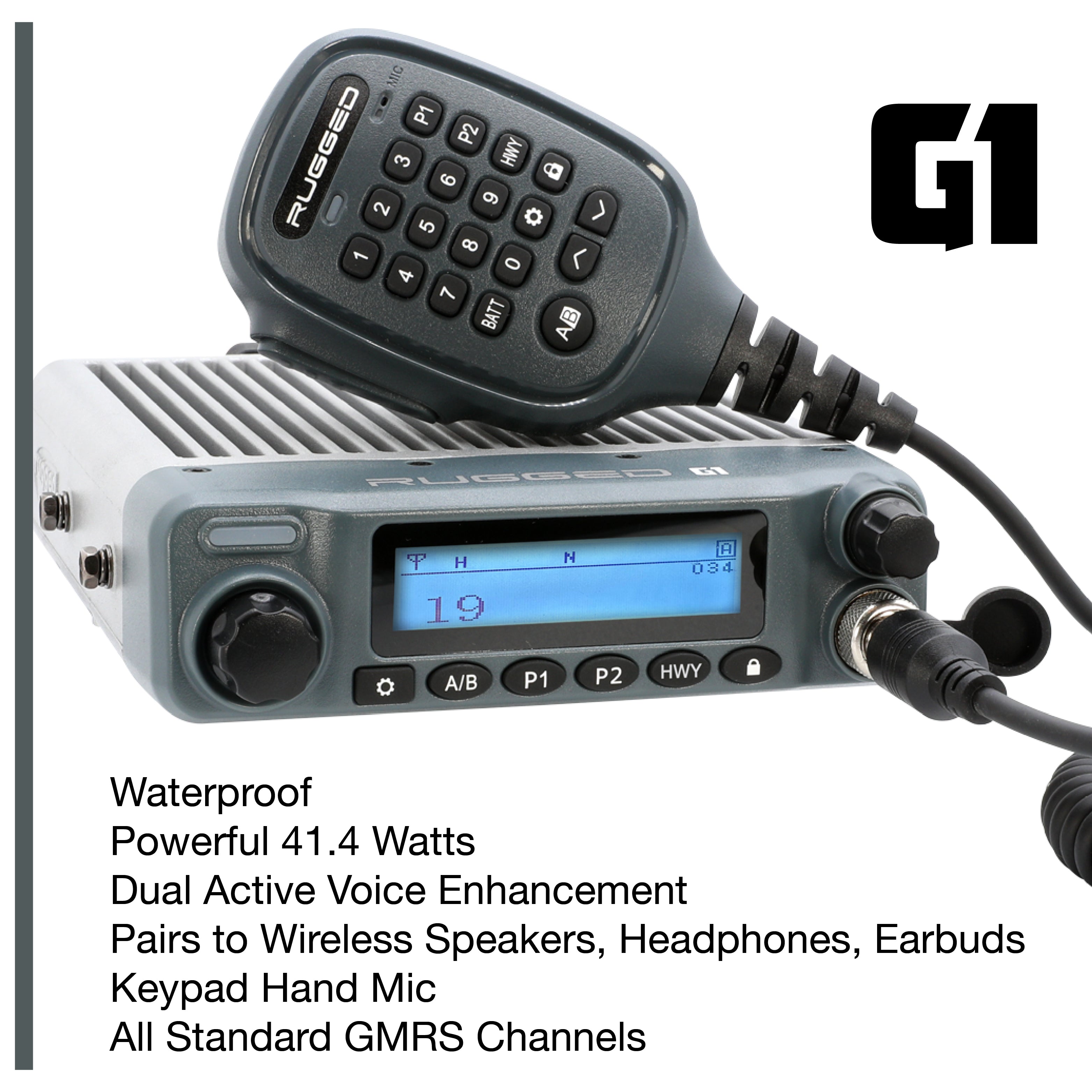 Jeep Wrangler TJ LJ JK JKU and Rubicon Two-Way GMRS Mobile Radio Kit - JK 2-Door (07-10) and JKU 4-Door (07-19) / GMR25 Waterproof