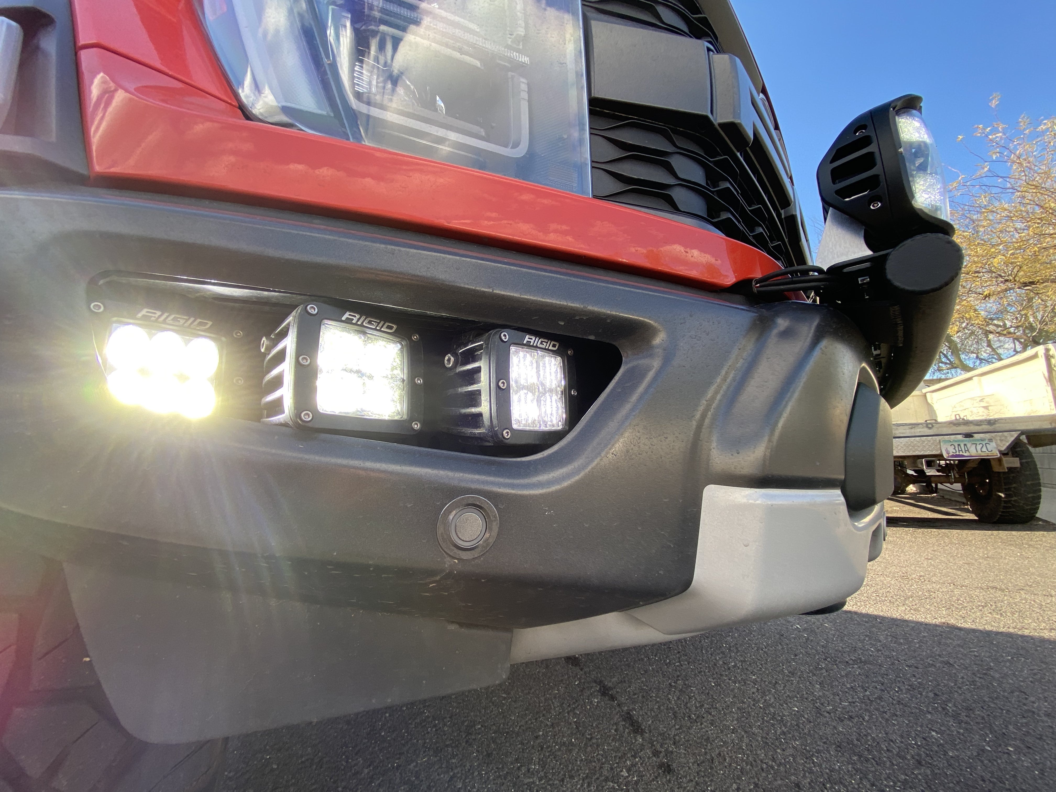 2024 Raptor Front Light Mount Kit showcasing modular bumper with versatile light options for enhanced visibility.