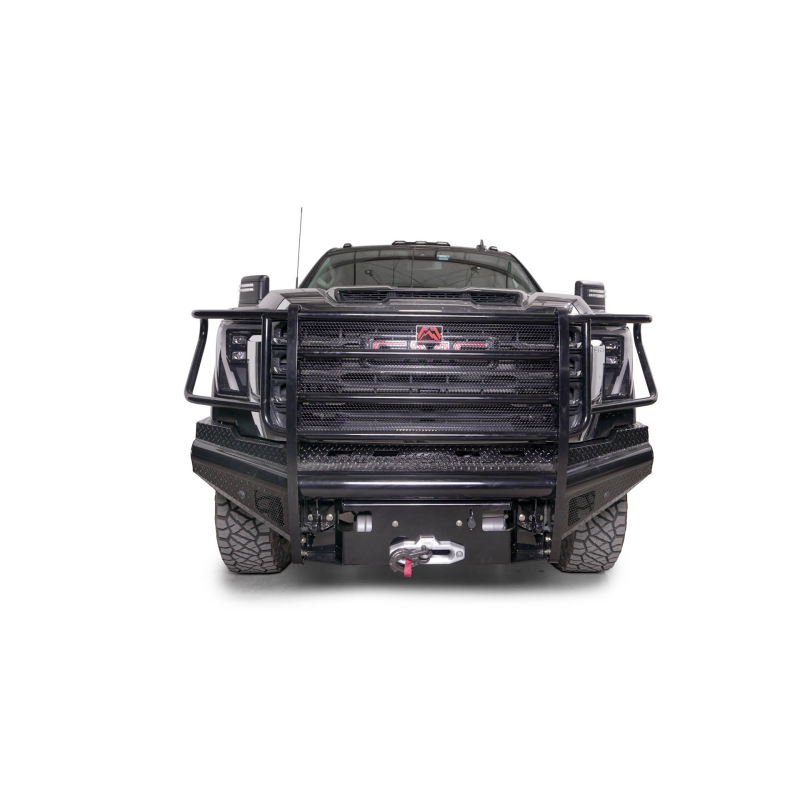 Fab Fours Black Steel Front Bumper w/ Full Guard w/ Sensor Incl. Tow Hooks Model GM24-S6260-1