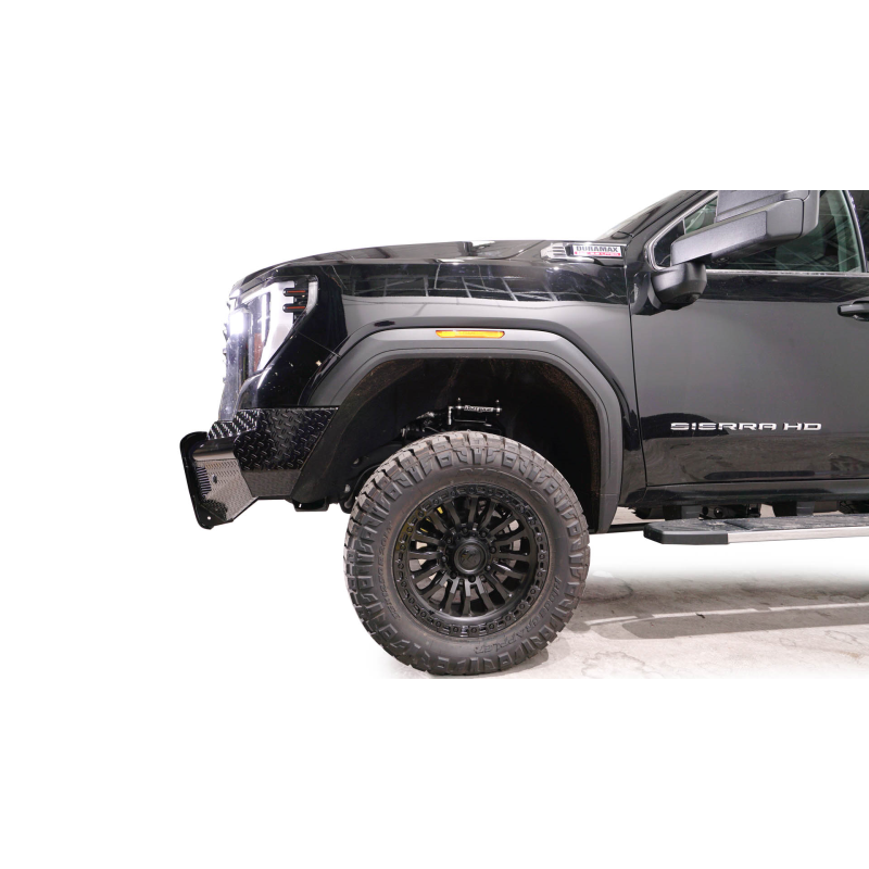 Fab Fours Black Steel Front Bumper w/ No Guard w/ Sensor Incl. Tow Hooks Model GM24-S6261-1