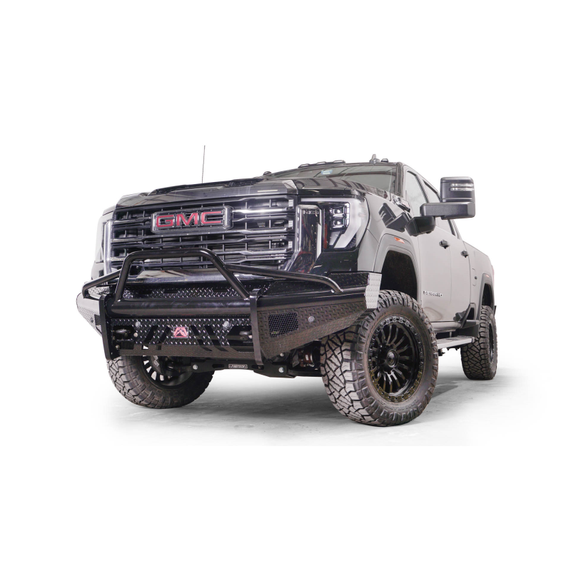Fab Fours Black Steel Front Bumper w/ Pre-Runner Guard w/ Sensor Incl. Tow Hooks Model GM24-S6262-1