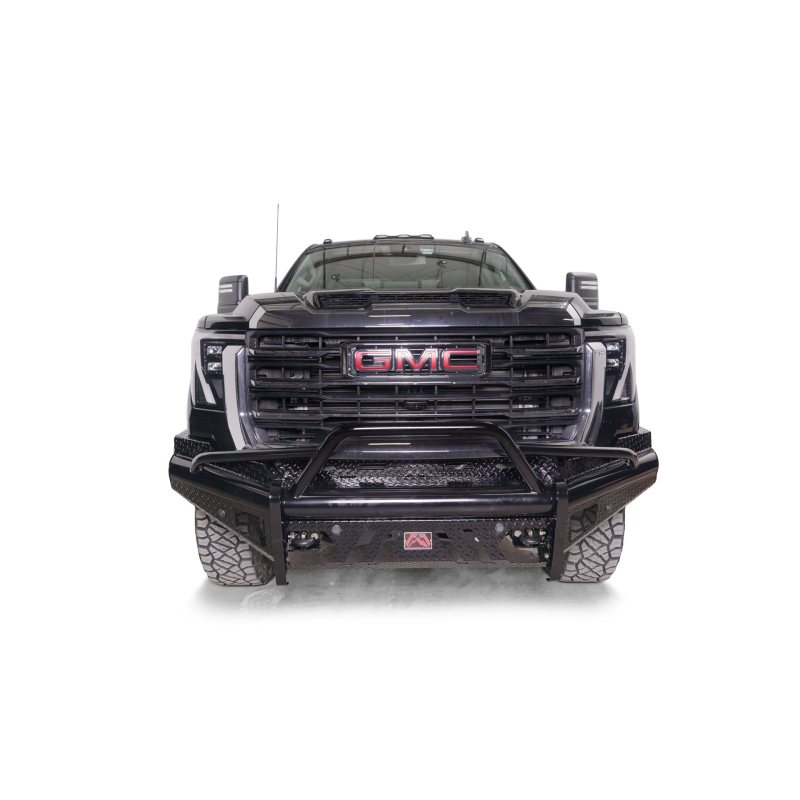 Fab Fours Black Steel Front Bumper w/ Pre-Runner Guard w/ Sensor Incl. Tow Hooks Model GM24-S6262-1