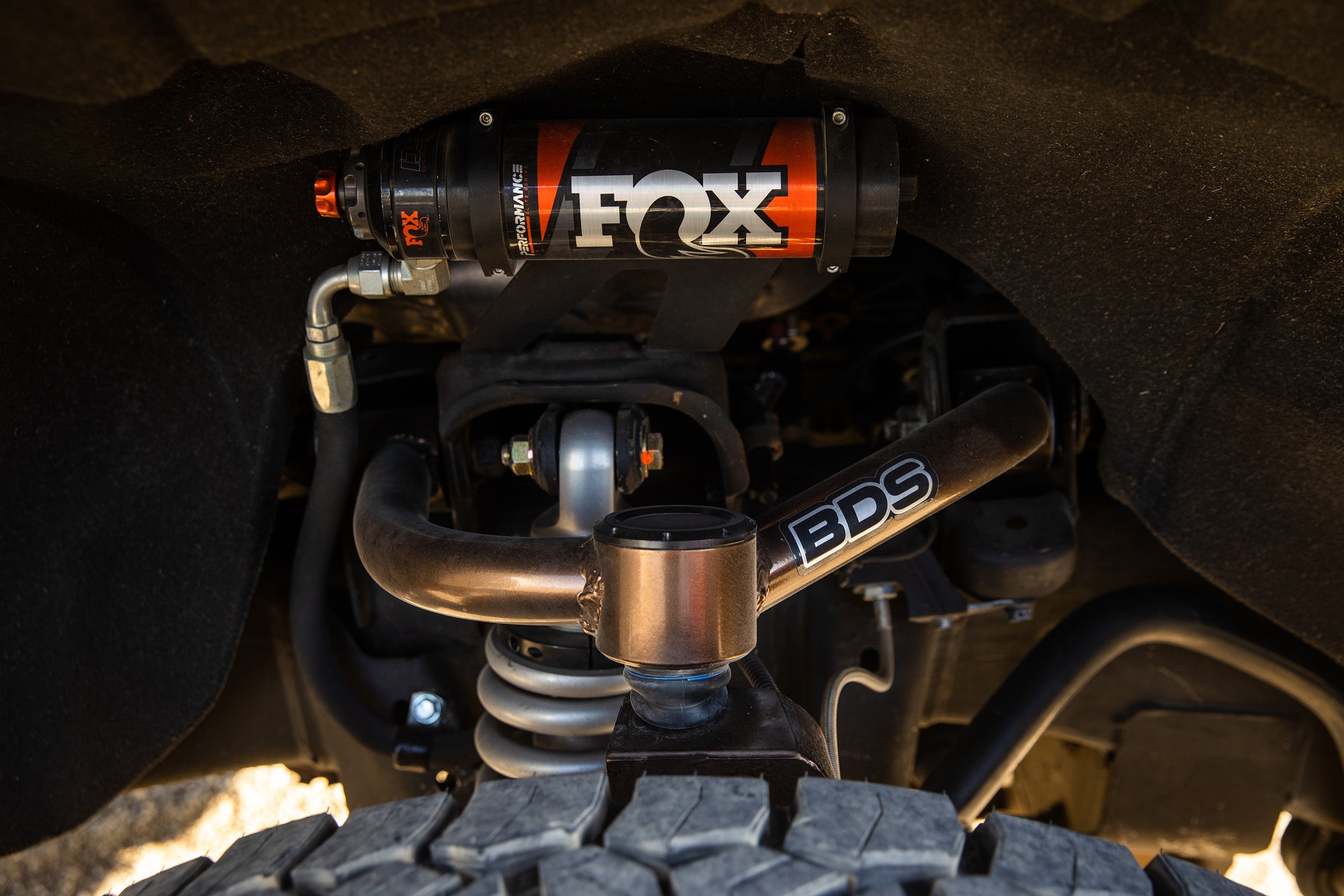 6.5 inch lift kit featuring FOX 2.5 coil-over conversion for Chevy Silverado or GMC Sierra 2500HD/3500HD diesel models.