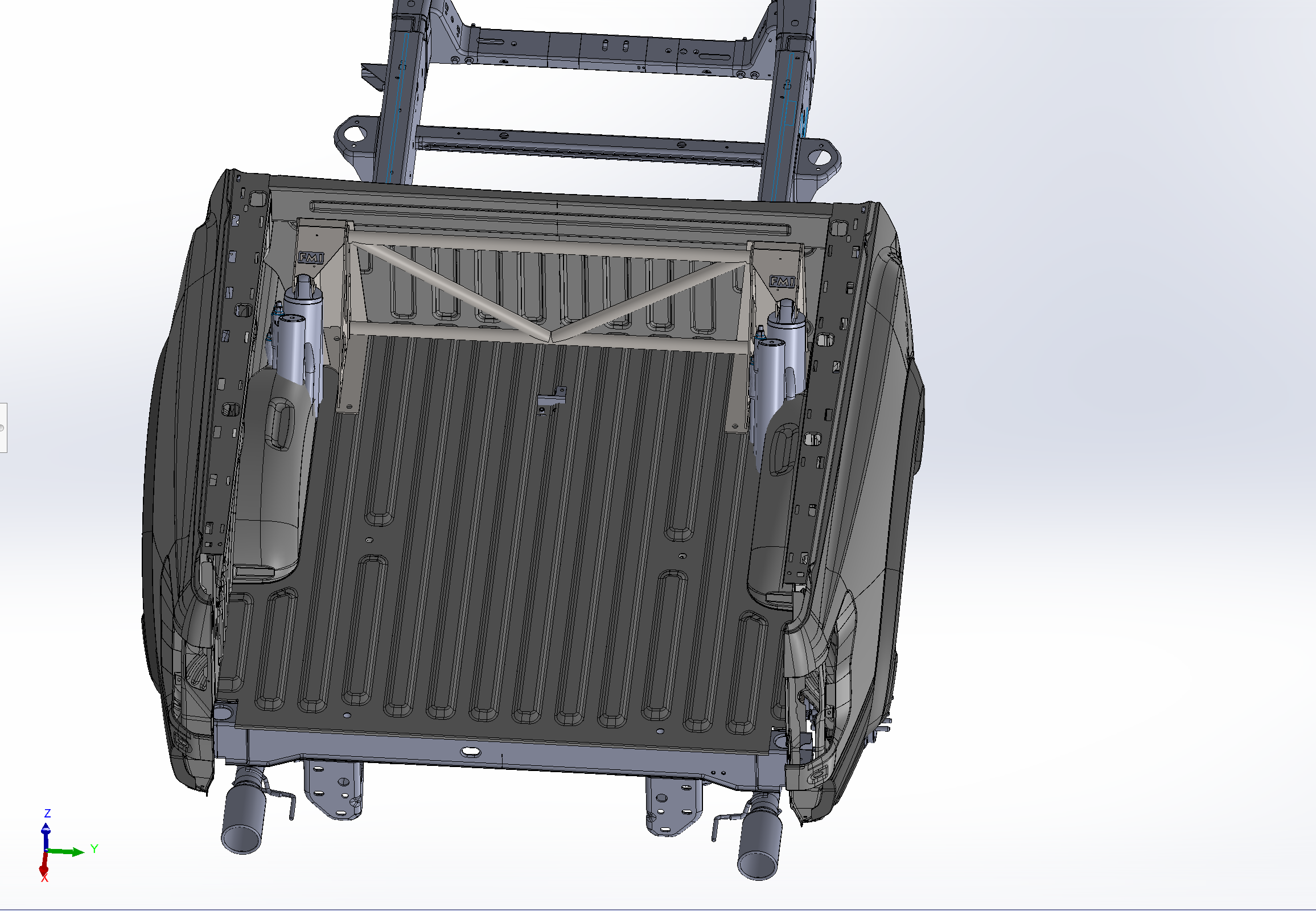 2017-2020 Raptor rear bed cage shock tower designed for 20.25-inch wheel travel, showcasing durable construction and fit.
