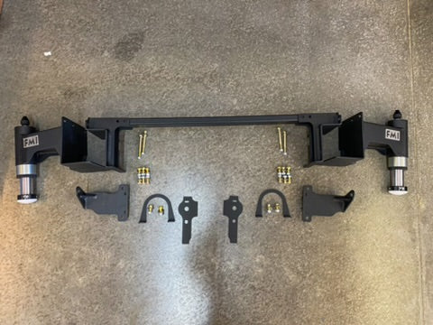 2021-2024 Ford Raptor rear bump stop kit featuring brackets, bump stops, and installation hardware for enhanced off-road performance.