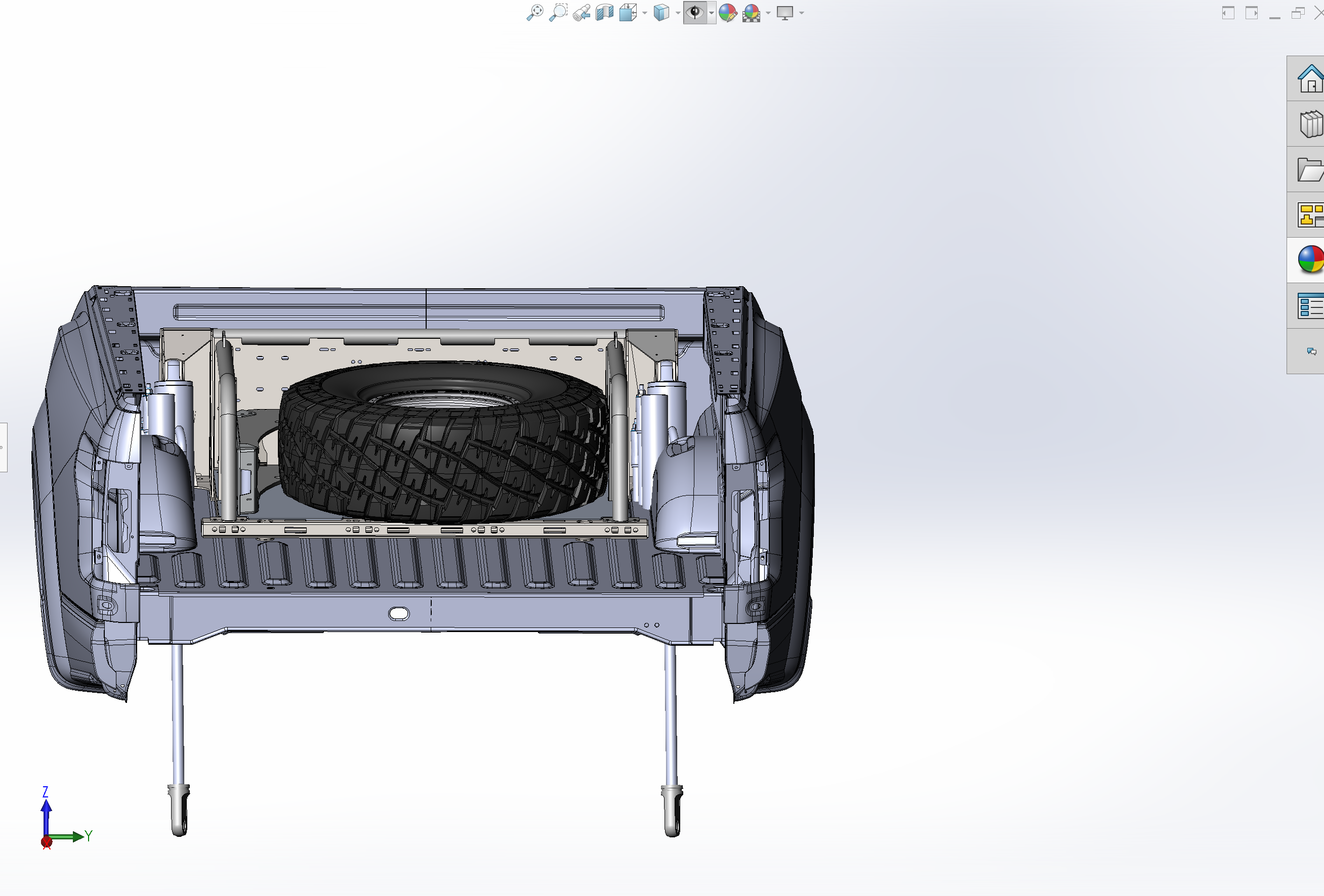 20-inch rear travel bed organizer kit for 2017-2020 Raptor, designed for efficient storage and tire placement in truck beds.
