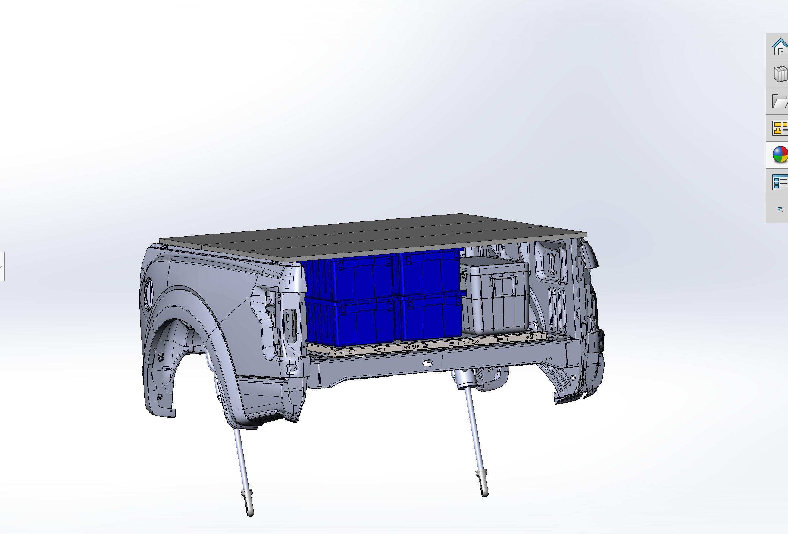 20-inch rear travel bed organizer kit for 2017-2020 Raptor, featuring storage bins for efficient truck bed organization.
