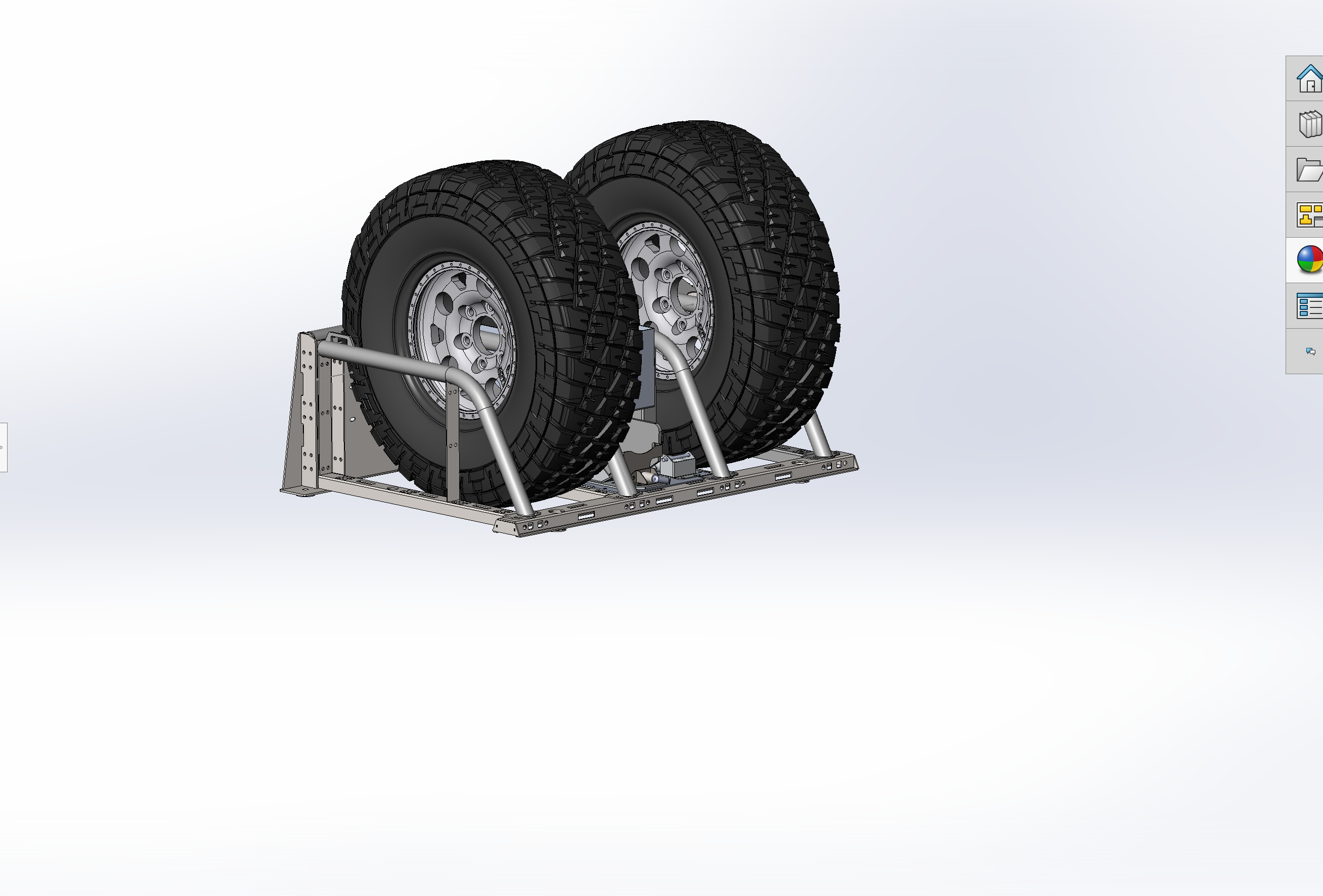 Modular bed organizer for 2017-2024 Ford Raptor and F150, designed to securely hold two offroad tires.