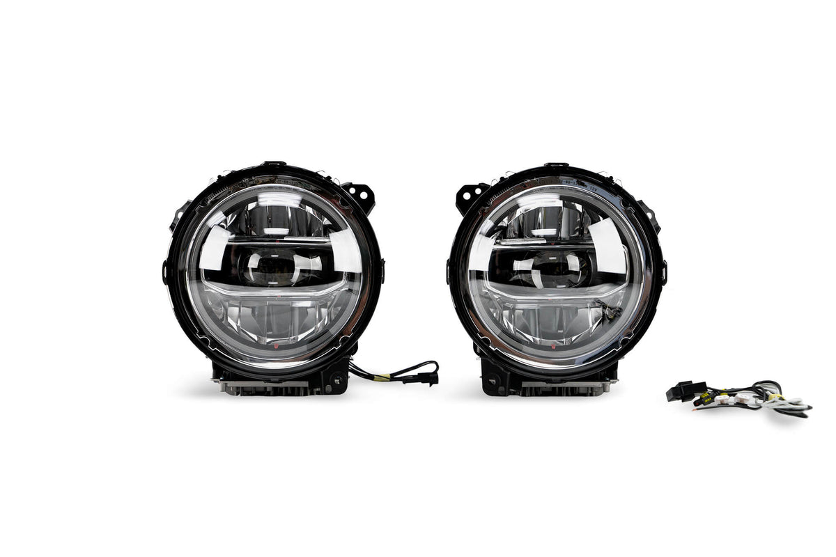 2018 2025 Jeep Jeep Gladiator JT Wrangler JL JLU LED Headlights Chrome DV8 Offroad