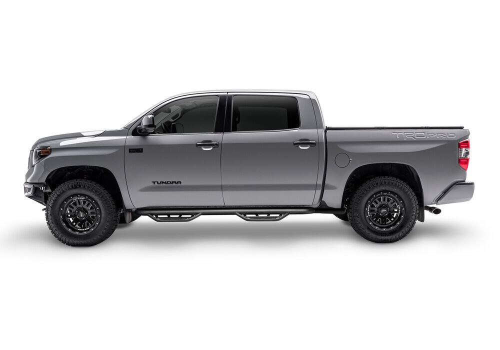 Podium Step LG Cab Length (2 Steps per Side) 3 Inch Main Tube Diameter 2015-2019 Chevy Silverado/GMC Sierra 2500 HD/3500 HD Double Cab Diesel Engine Textured Black NFab