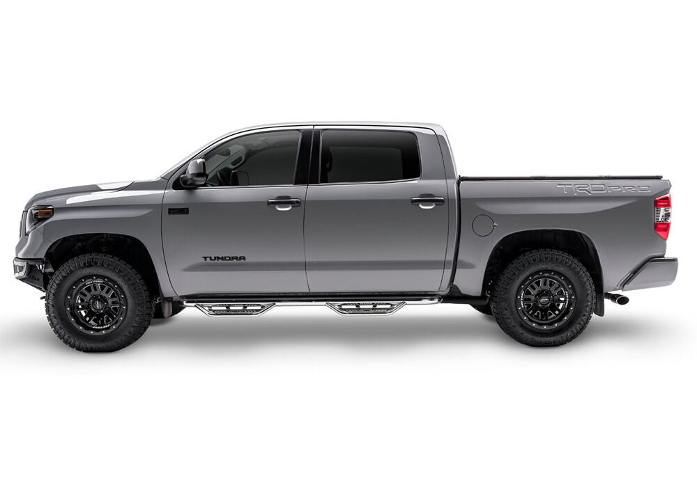 Podium Step SS Cab Length (2 Steps per Side) 3 Inch Main Tube Diameter 2015-2019 Chevy Silverado/GMC Sierra 2500 HD/3500 HD Crew Cab Diesel Engine Polished Stainless NFab
