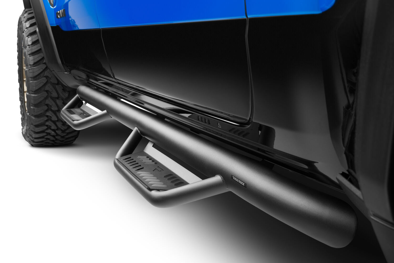Podium Step LG Cab Length (2 Steps per Side) 3 Inch Main Tube Diameter 2009-2015.5 Dodge Ram 1500/2010-2018 2500/3500/4500/5500 Crew Cab Textured Black NFab