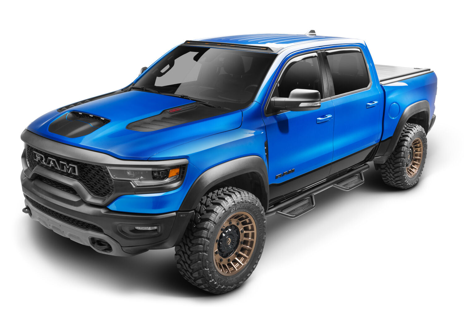 Podium Step LG Cab Length (2 Steps per Side) 3 Inch Main Tube Diameter 2019-2025 Ram 2500/3500/4500/5500 Crew Cab Textured Black NFab