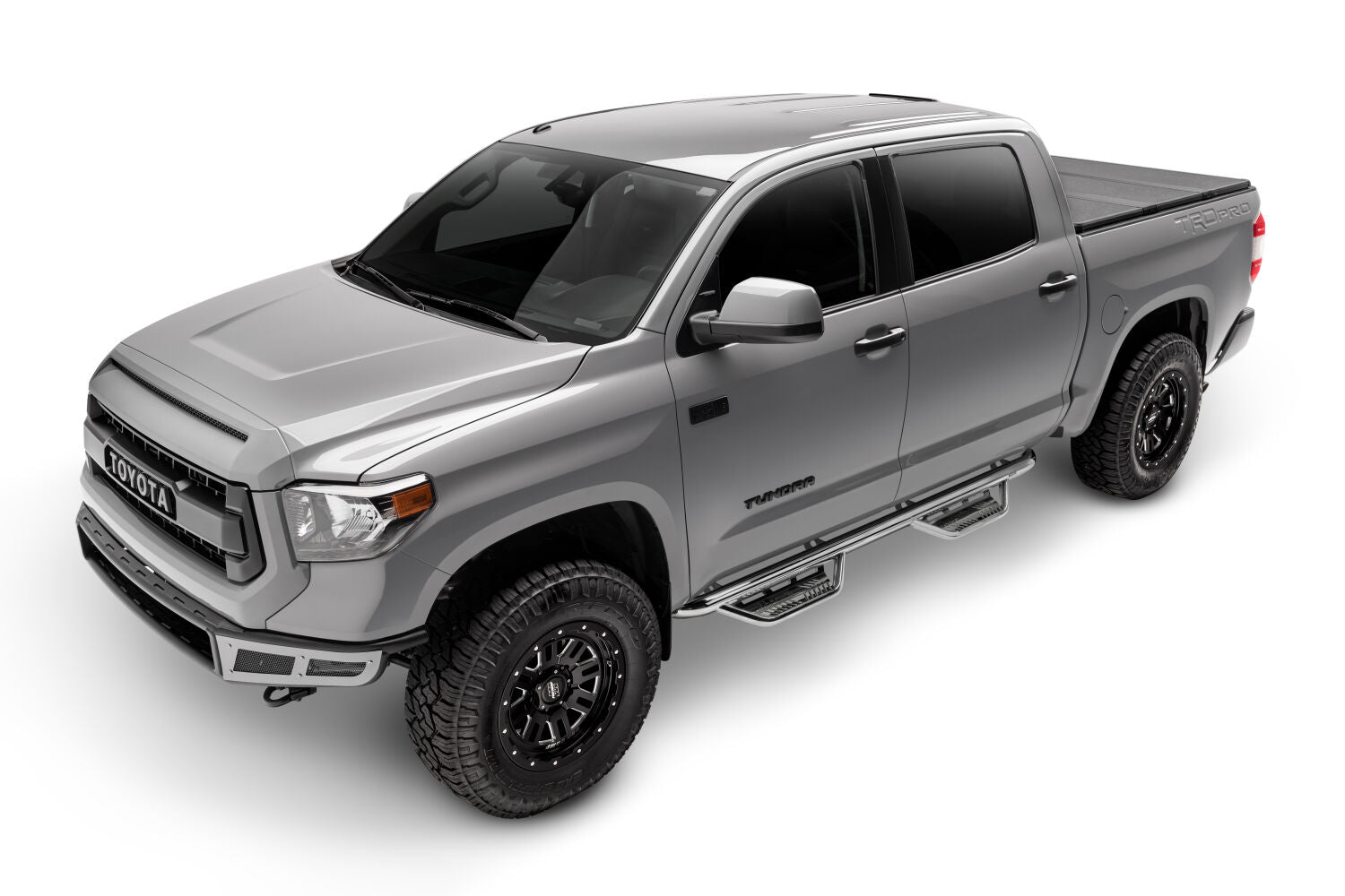 Podium Step SS Cab Length (2 Steps per Side) 3 Inch Main Tube Diameter 2007-2021 Toyota Tundra Double Cab Polished Stainless NFab