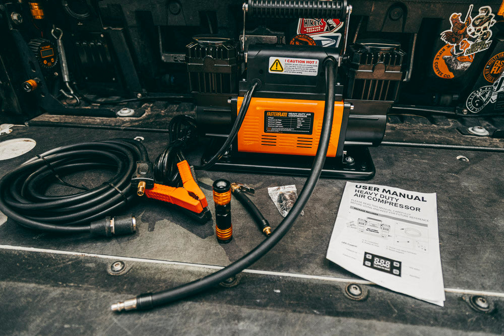 FasterFlate High-Output 12V Dual-Cylinder Compressor