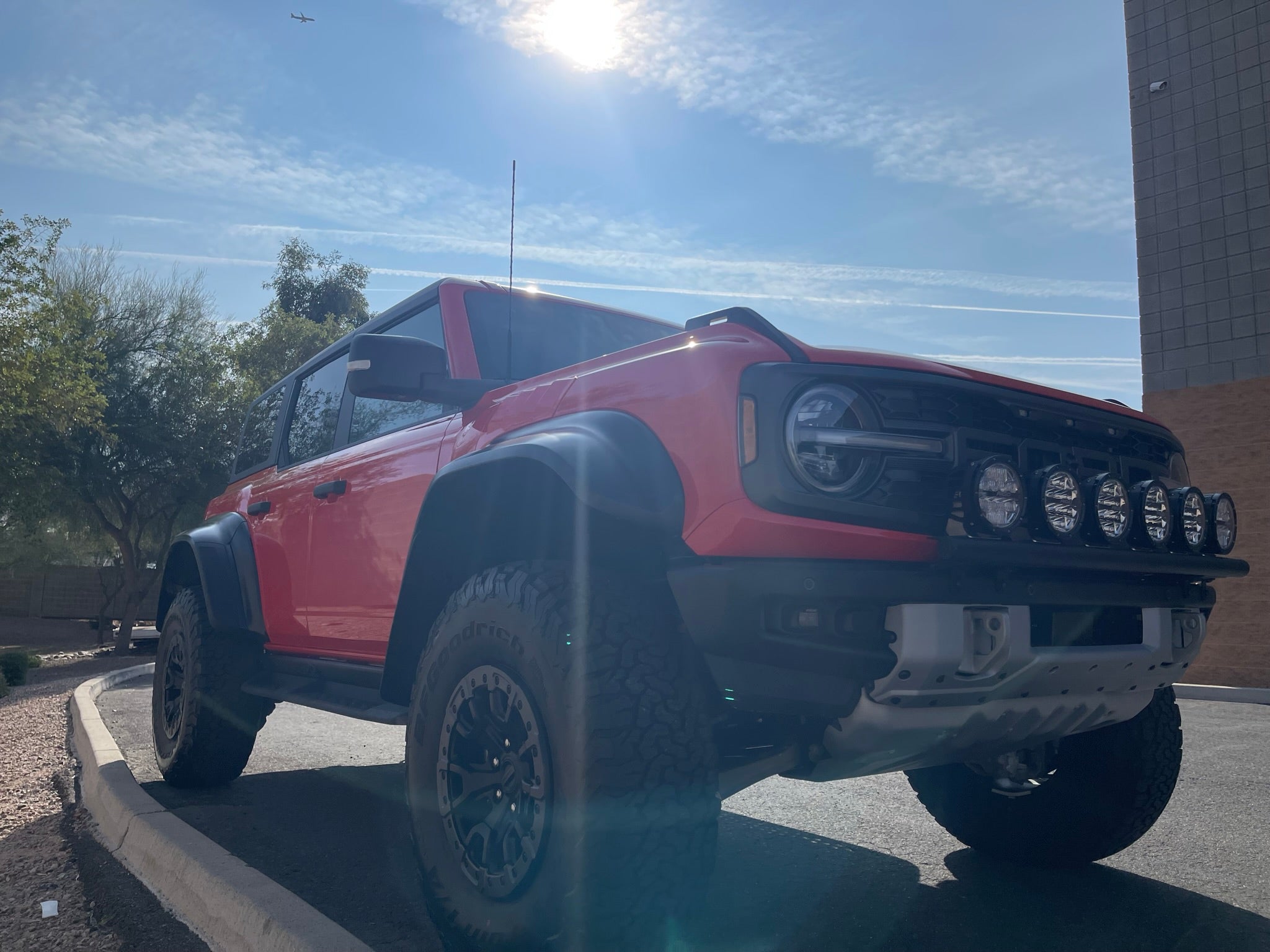 6th Gen Bronco with Front Light Mount Kit installed, showcasing versatility for various light options on a rugged terrain.
