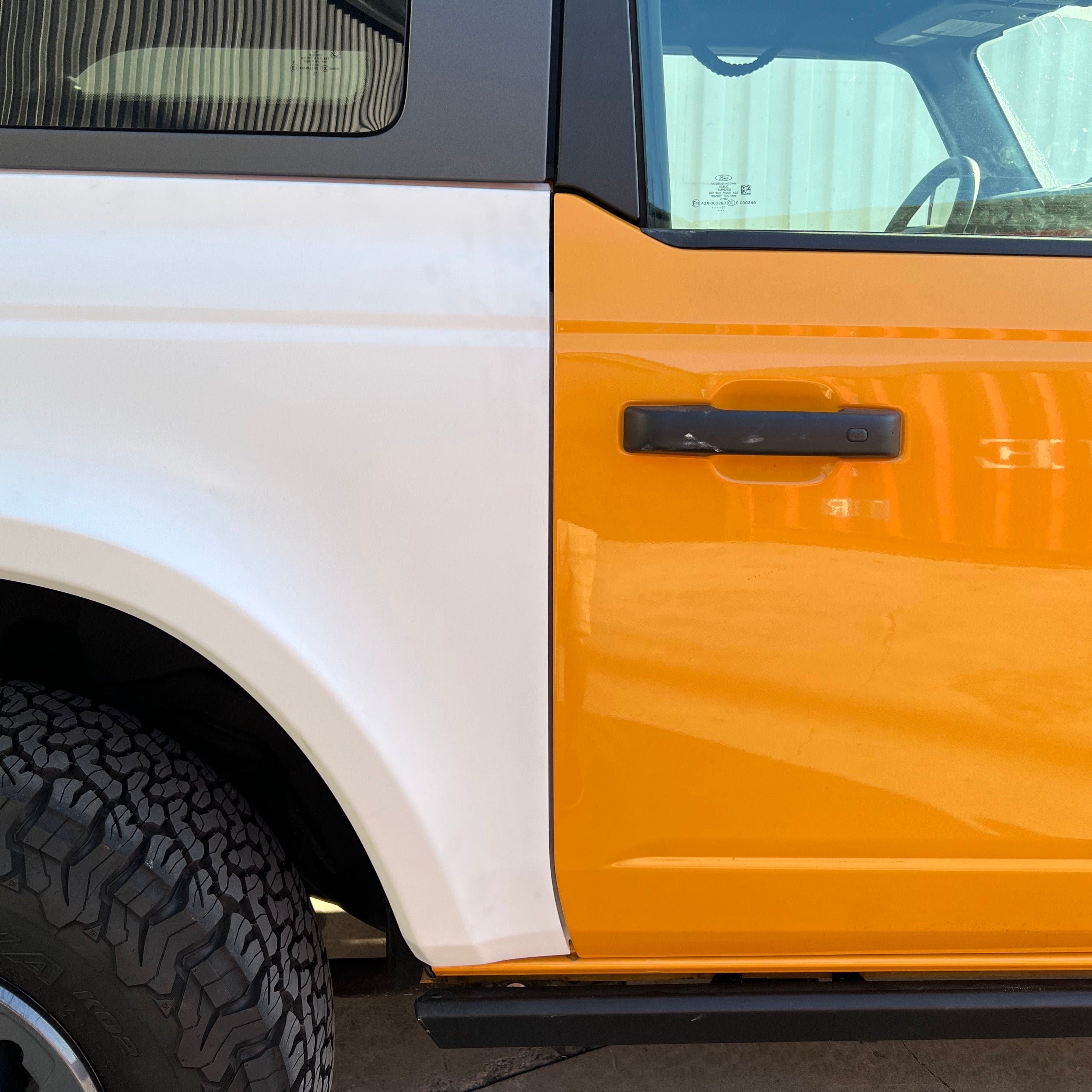 2021-2025 Ford Bronco 2-Door Rear Quarter Kit showcasing a two-tone design with a rugged finish and detailed texture.