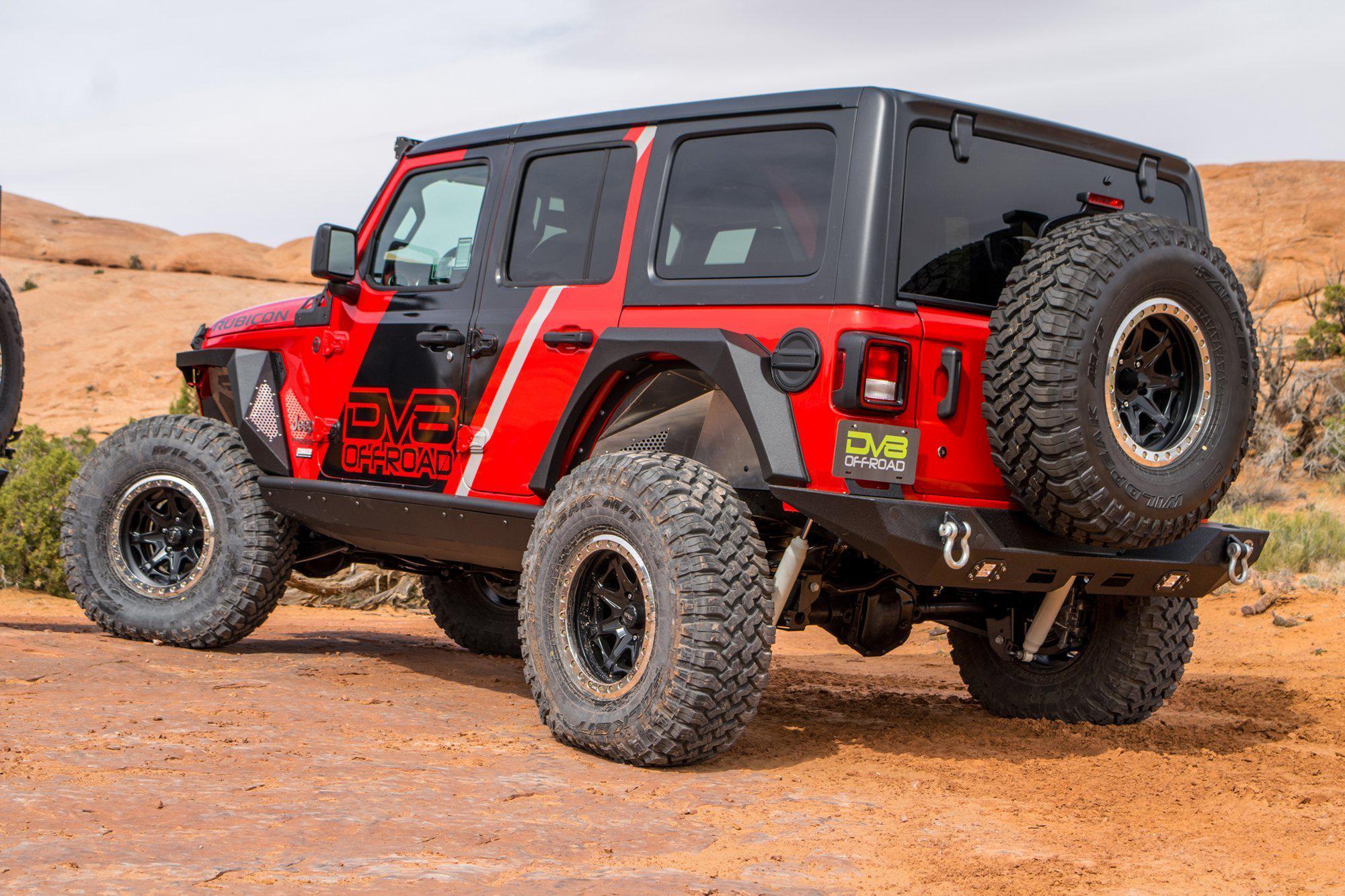 2018 2023 Jeep Wrangler JL JLU Rear Inner Fenders Black DV8 Offroad