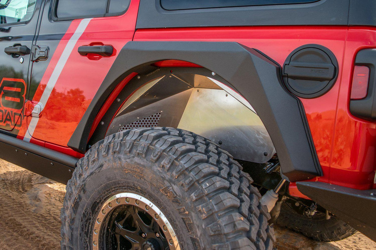 2018 2023 Jeep Wrangler JL JLU Rear Inner Fenders Black DV8 Offroad