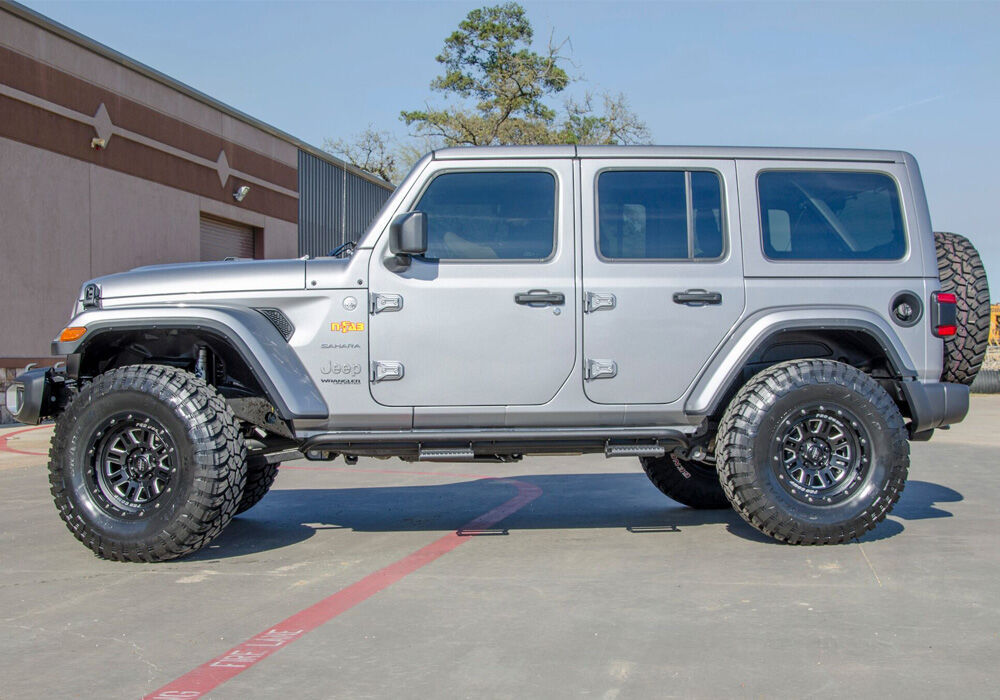 RKR Step System Full Length (1 Step Mount/1 Step per Side) 1.75 Inch Rails 2018-2026 Jeep Wrangler JL 4-Door Textured Black NFab
