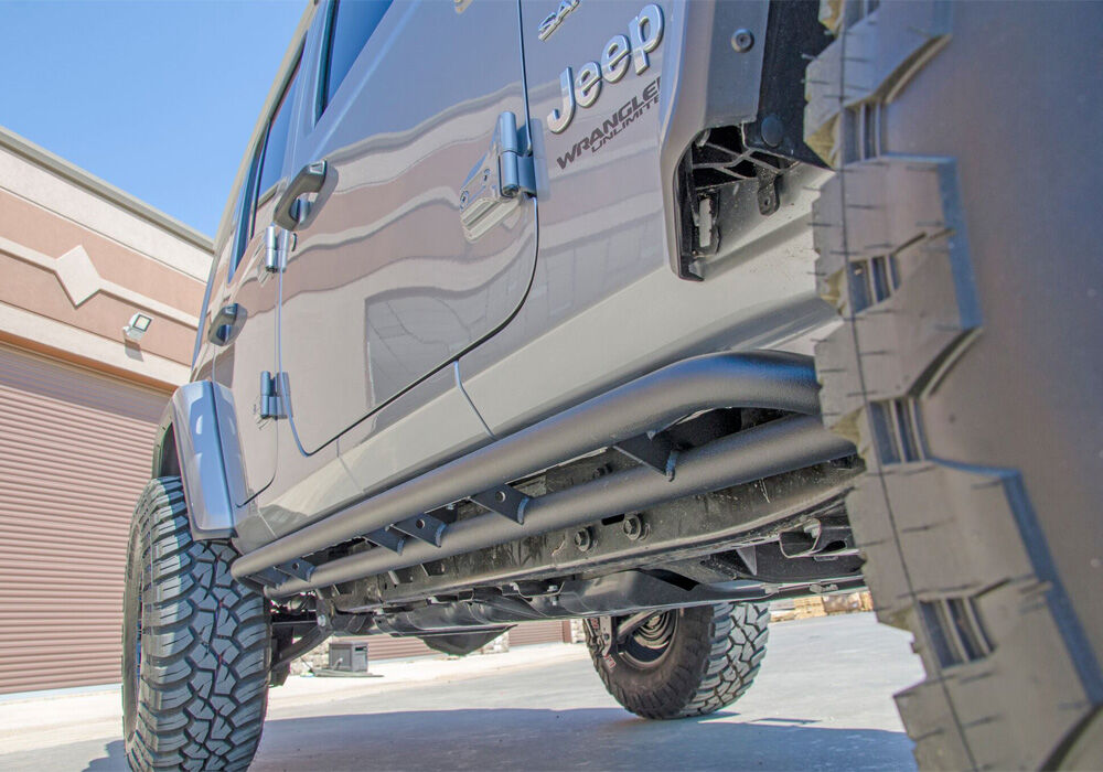 RKR Rock Rails Cab Length (2 Steps per Side) 2020-2025 Jeep Gladiator JT 4-Door Textured Black NFab