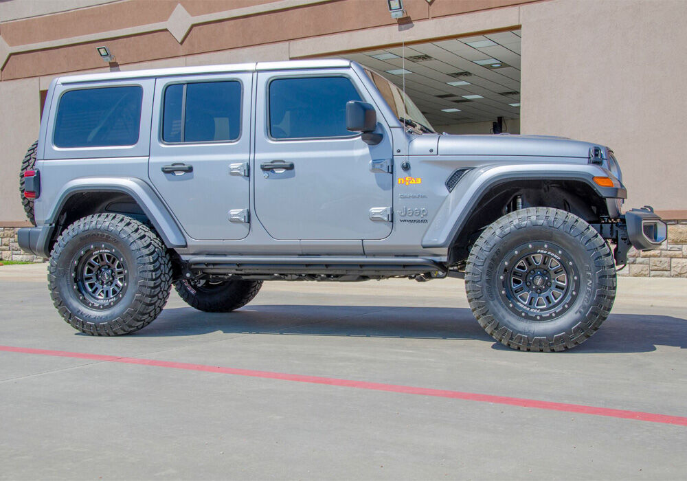 RKR Rock Rails Cab Length (2 Steps per Side) 2020-2025 Jeep Gladiator JT 4-Door Textured Black NFab
