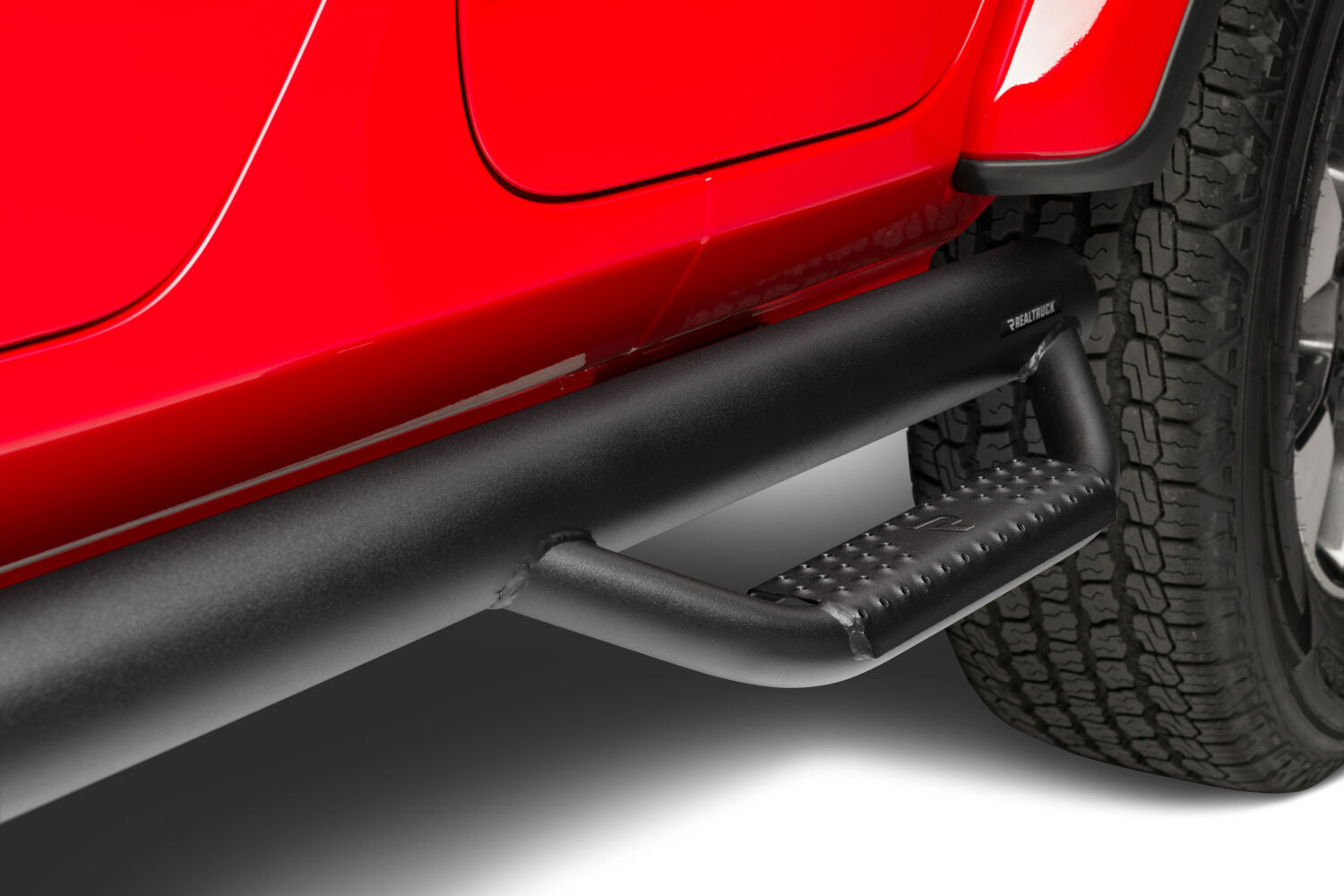 Nerf Step Bar Wheel-to-Wheel (2 Steps per Side) 3 Inch Main Tube Diameter 2020-2025 Jeep Gladiator JT 4-Door Textured Black NFab